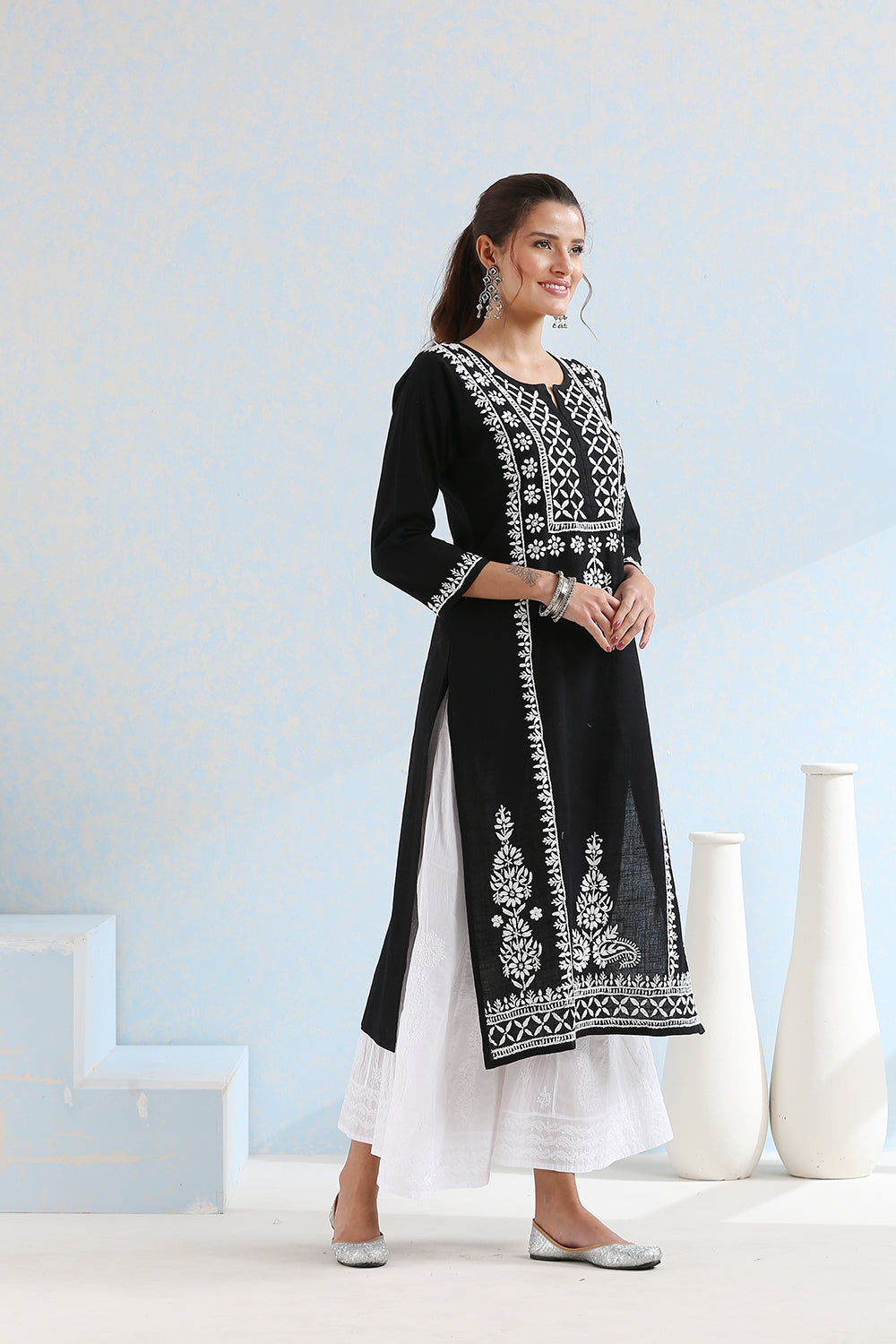 Black Chikankari Handloom Kurta