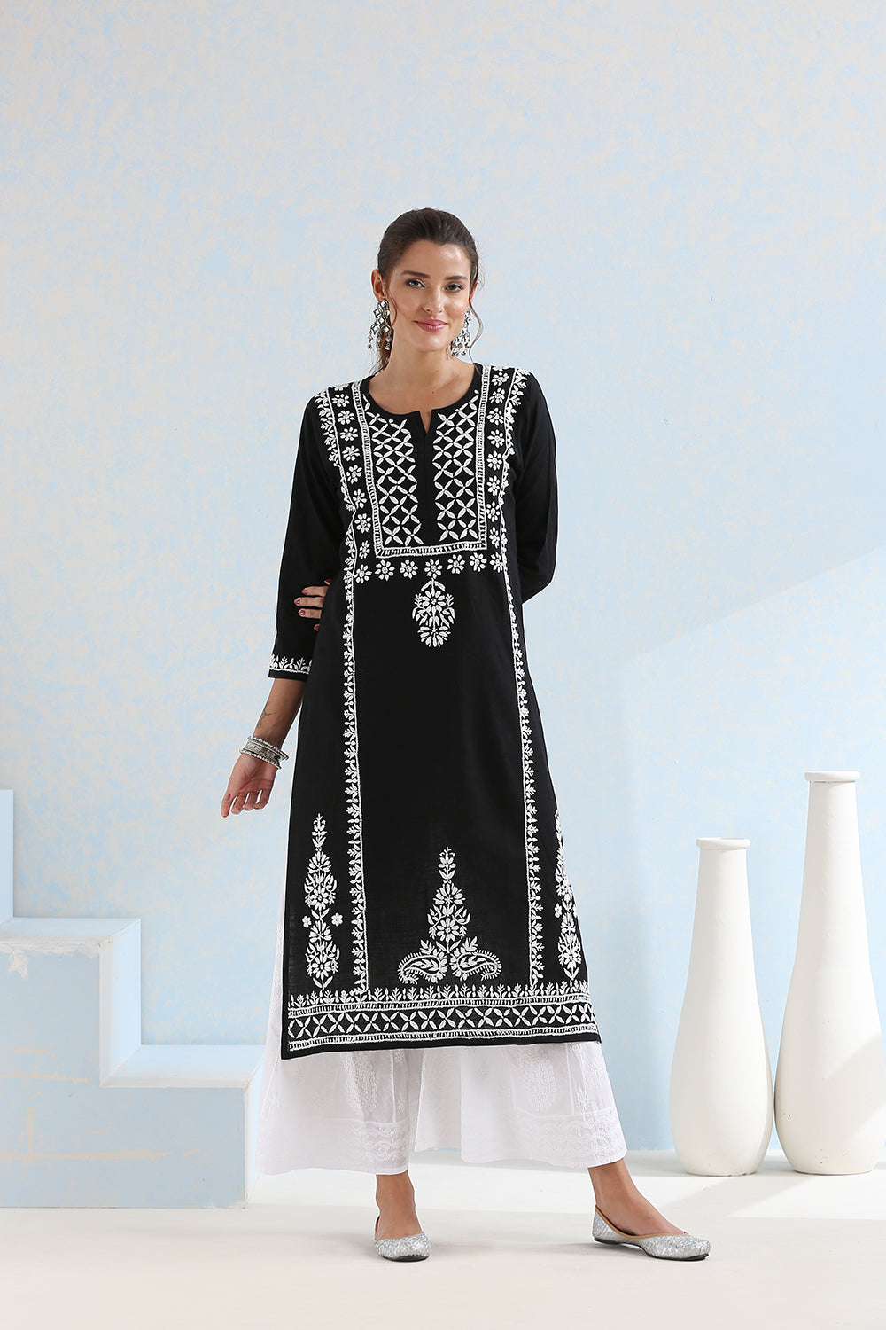 Black Chikankari Handloom Kurta