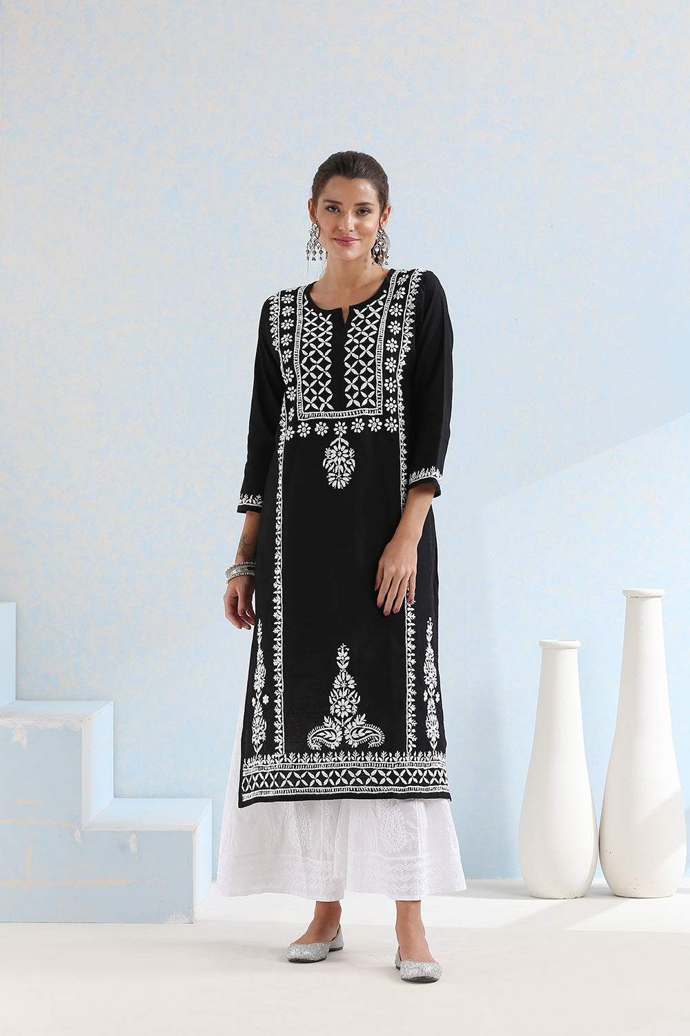 Black Chikankari Handloom Kurta