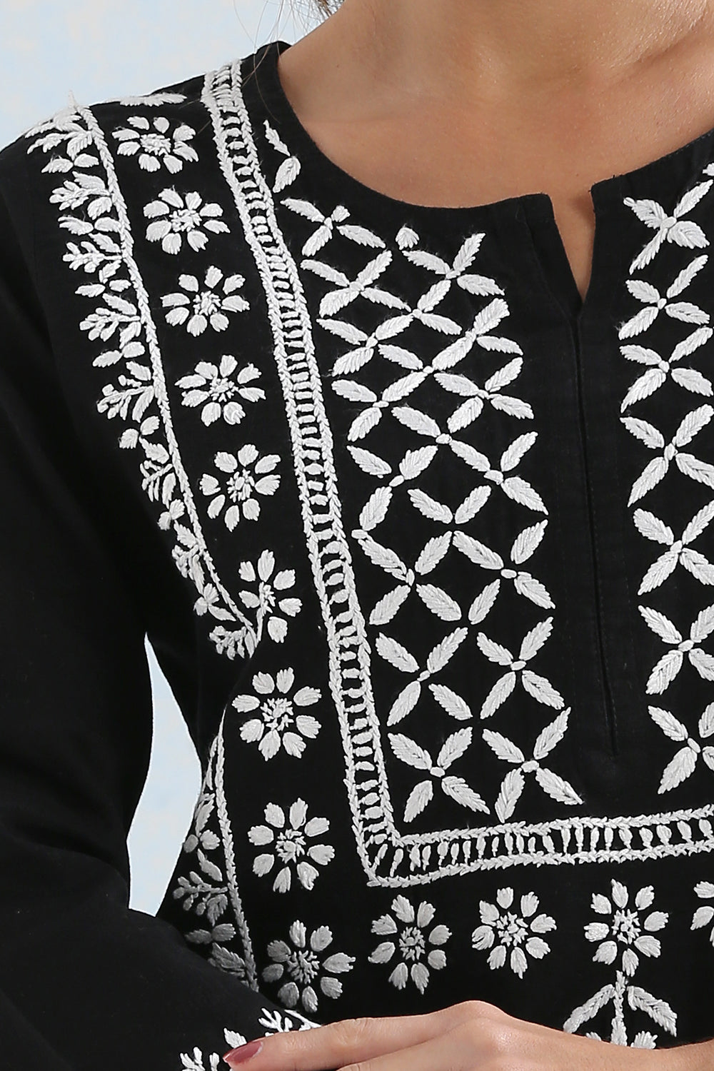 Black Chikankari Handloom Kurta