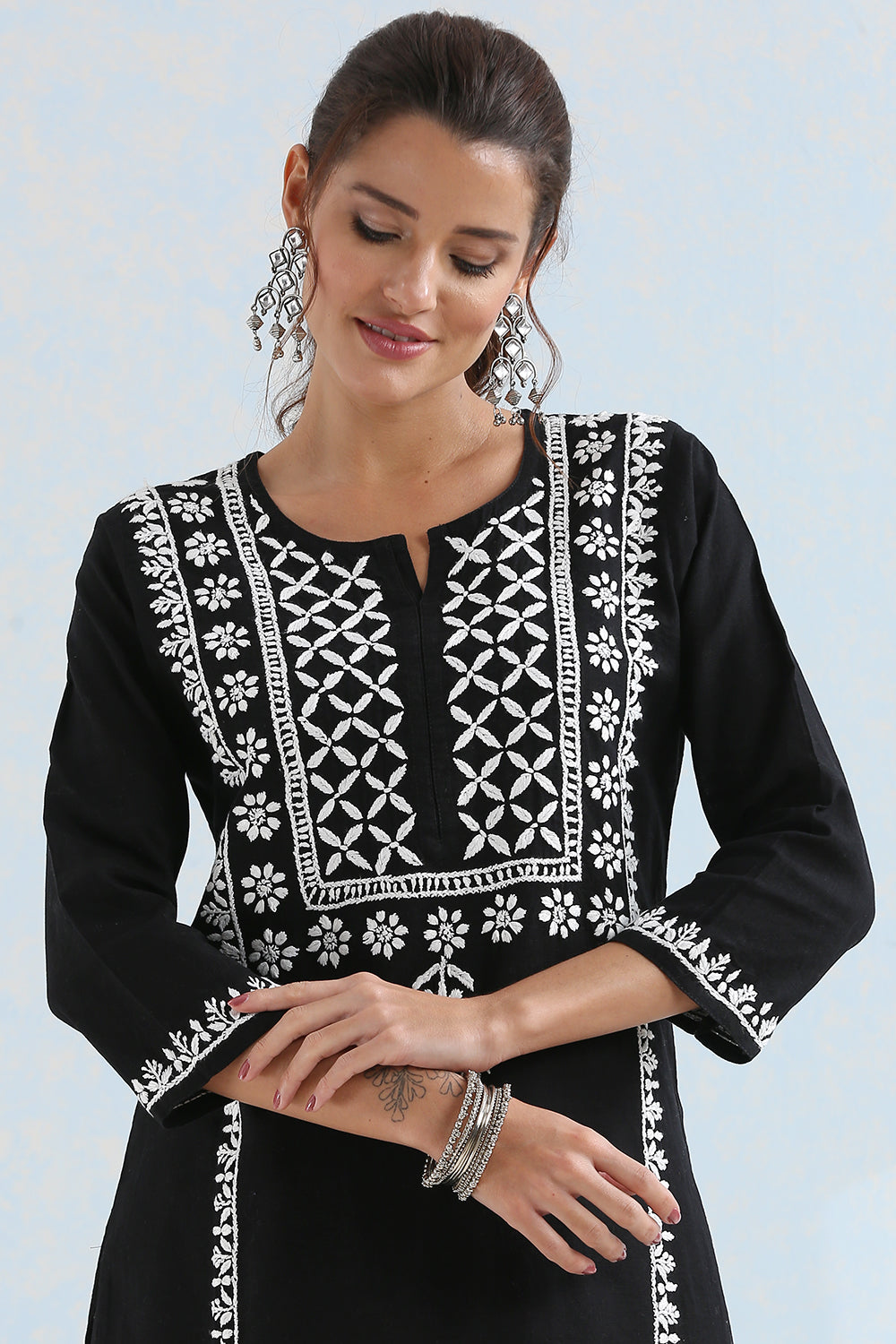 Black Chikankari Handloom Kurta