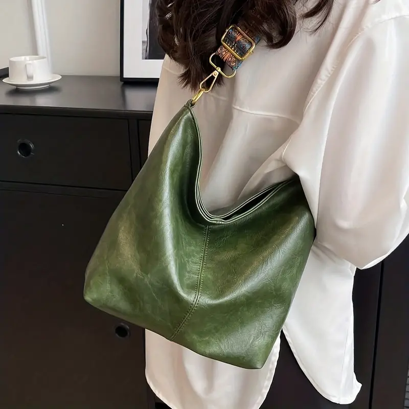 Green Light Weight Pu Leather Sling Bag For Women
