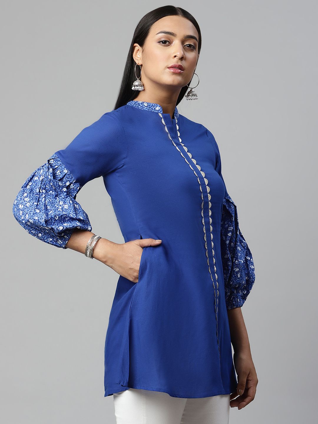 Blue Pure Cotton Printed Tunic