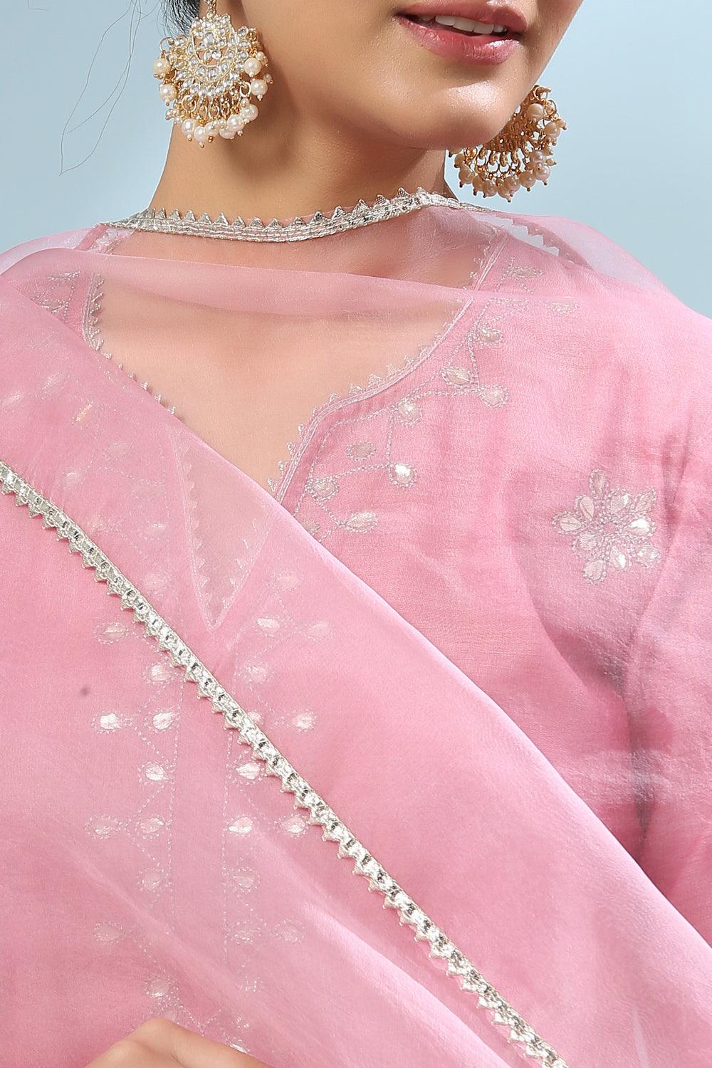 Pink Gota Patti Chanderi Kurta