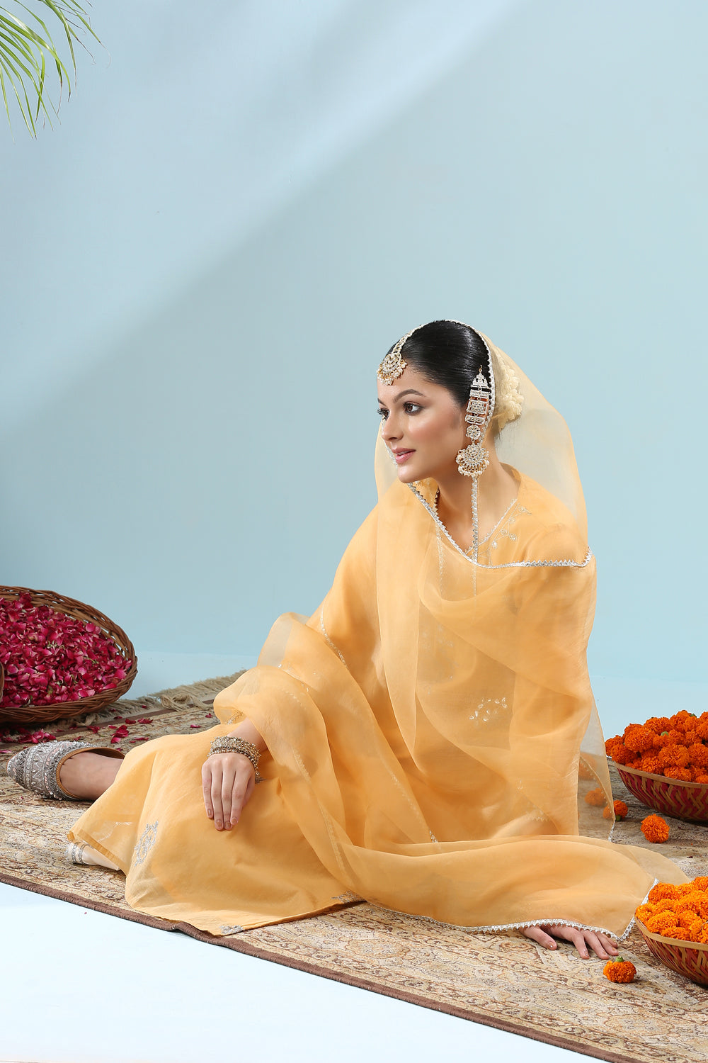 Yellow Gota Patti Chanderi Silk Kurta