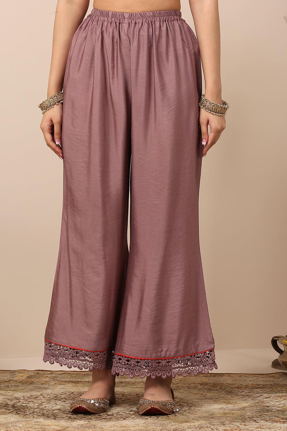 Mauve Tussar Silk Kurta Set