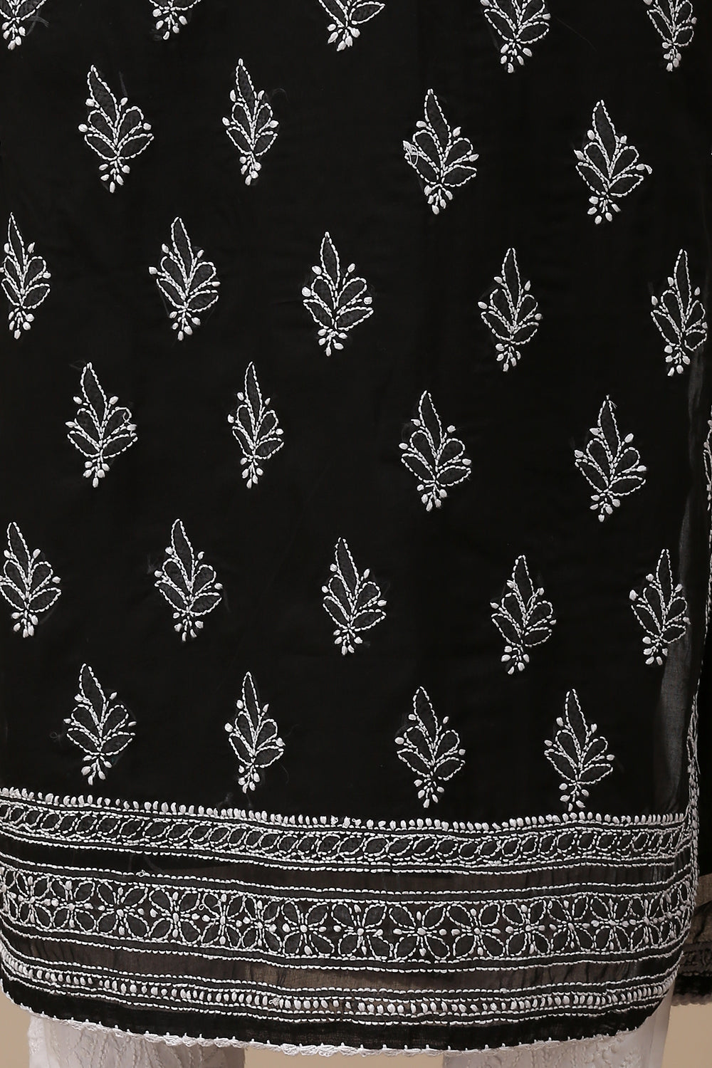 Black Chikankari Mul Cotton Designer Kurta with Slip - Set of 2
