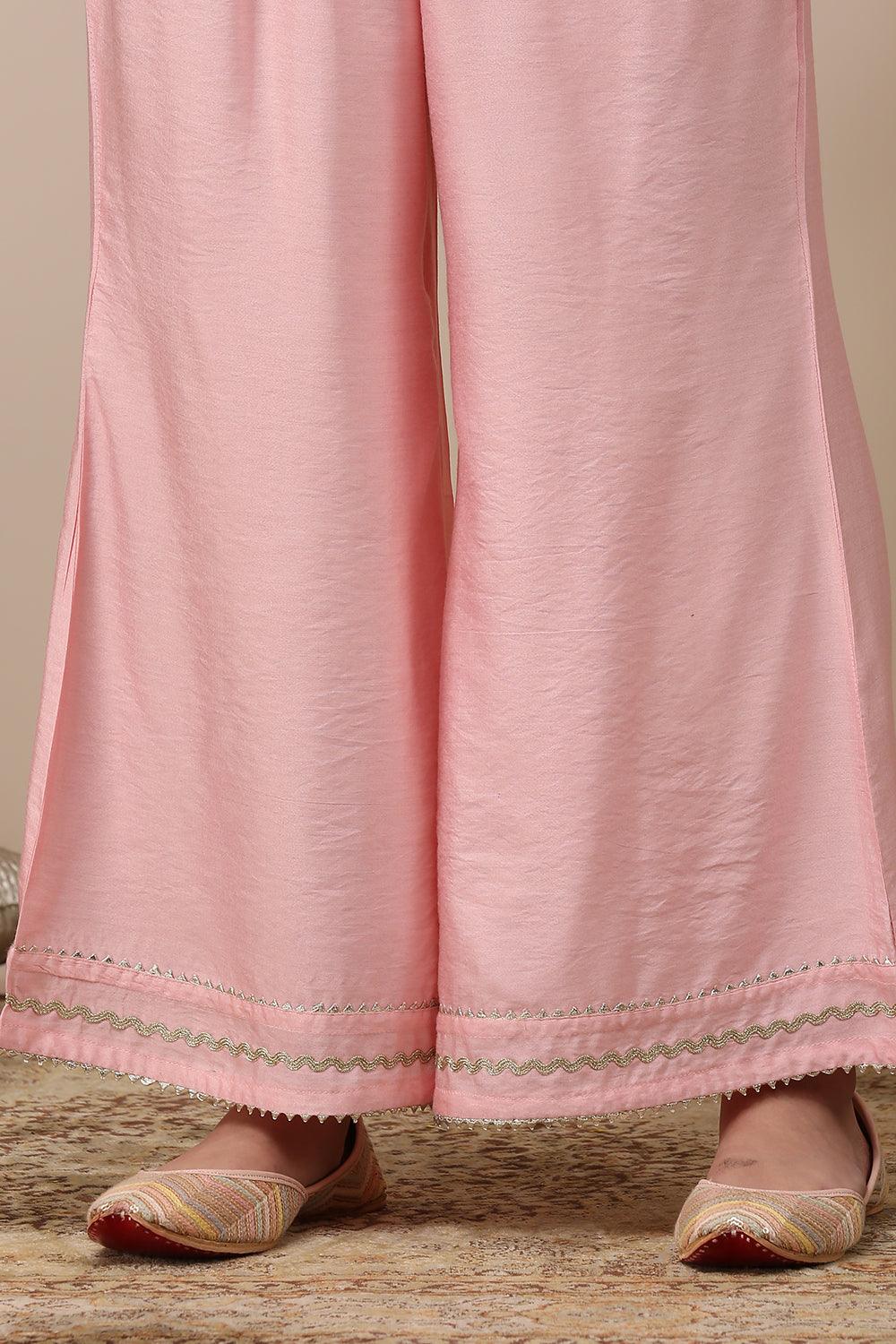 Pink Cotton Silk Palazzos