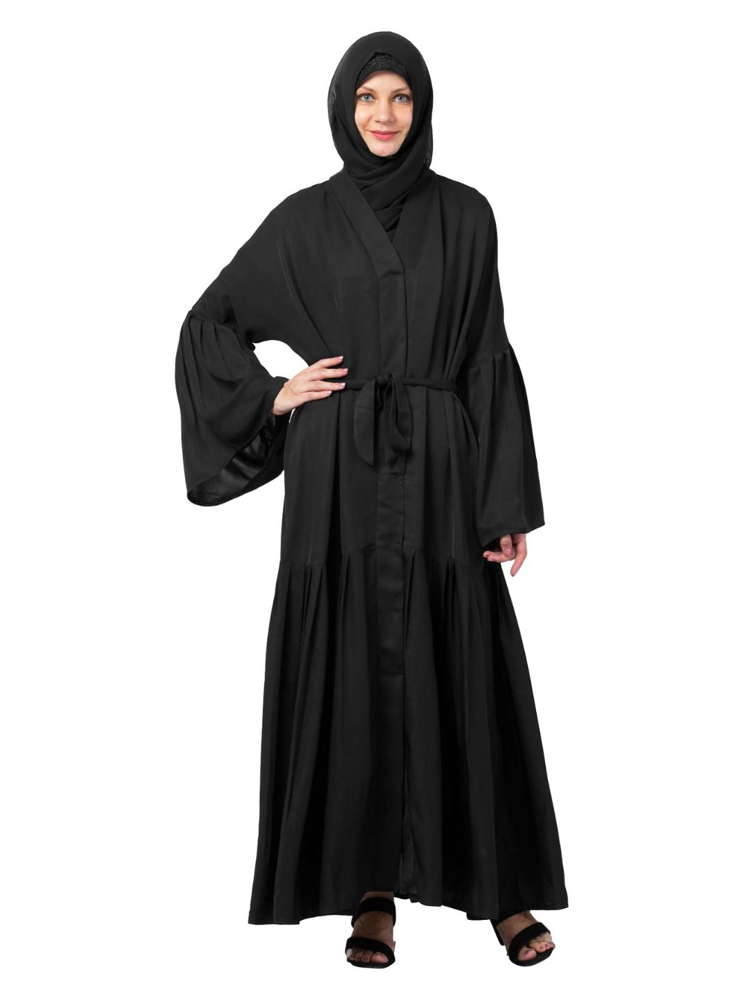 Embroidered Rice Stitched Abaya Black