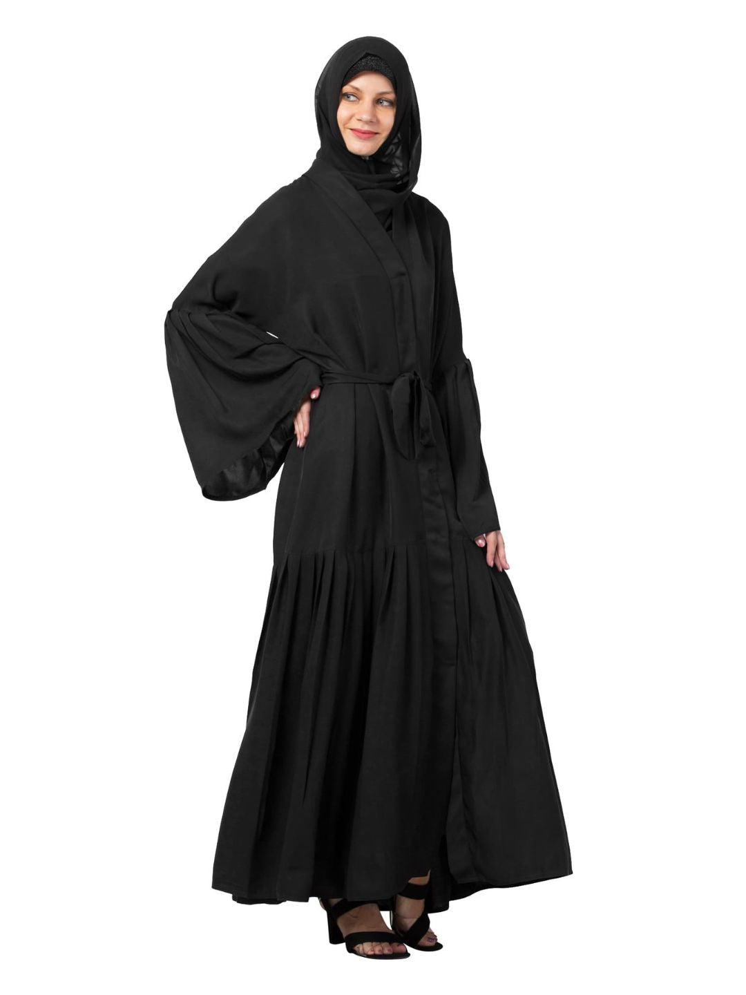 Embroidered Rice Stitched Abaya Black