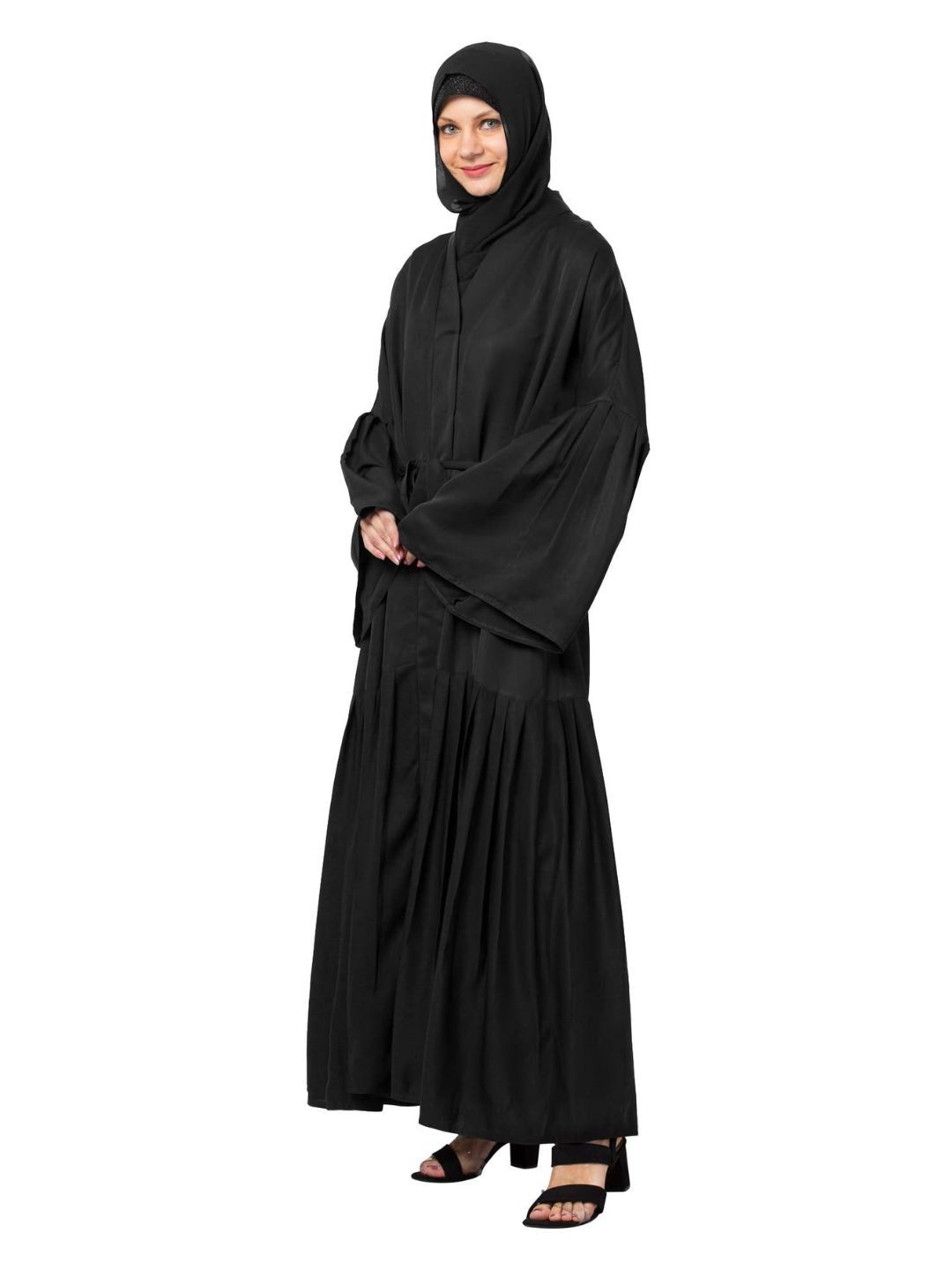 Embroidered Rice Stitched Abaya Black