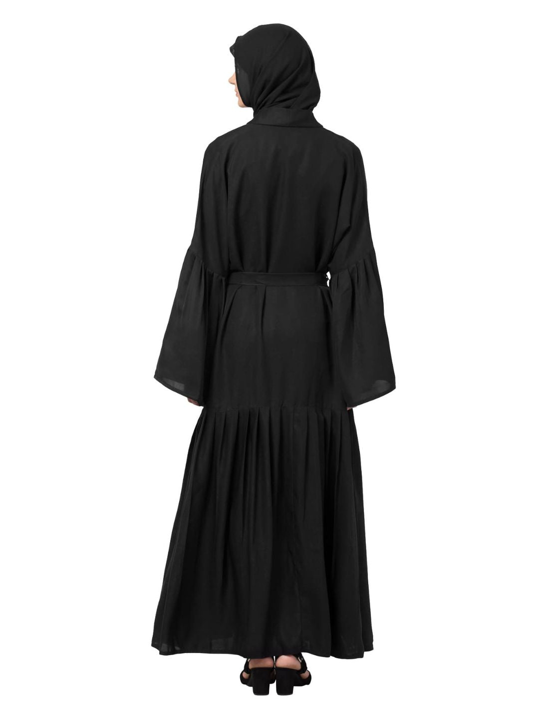 Embroidered Rice Stitched Abaya Black