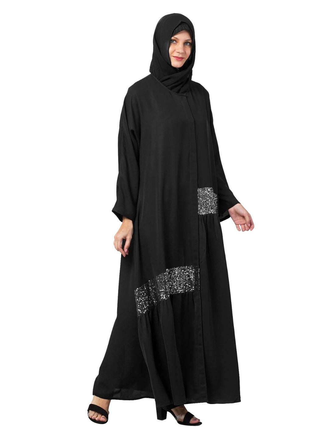 Embellished Flare Abaya Black