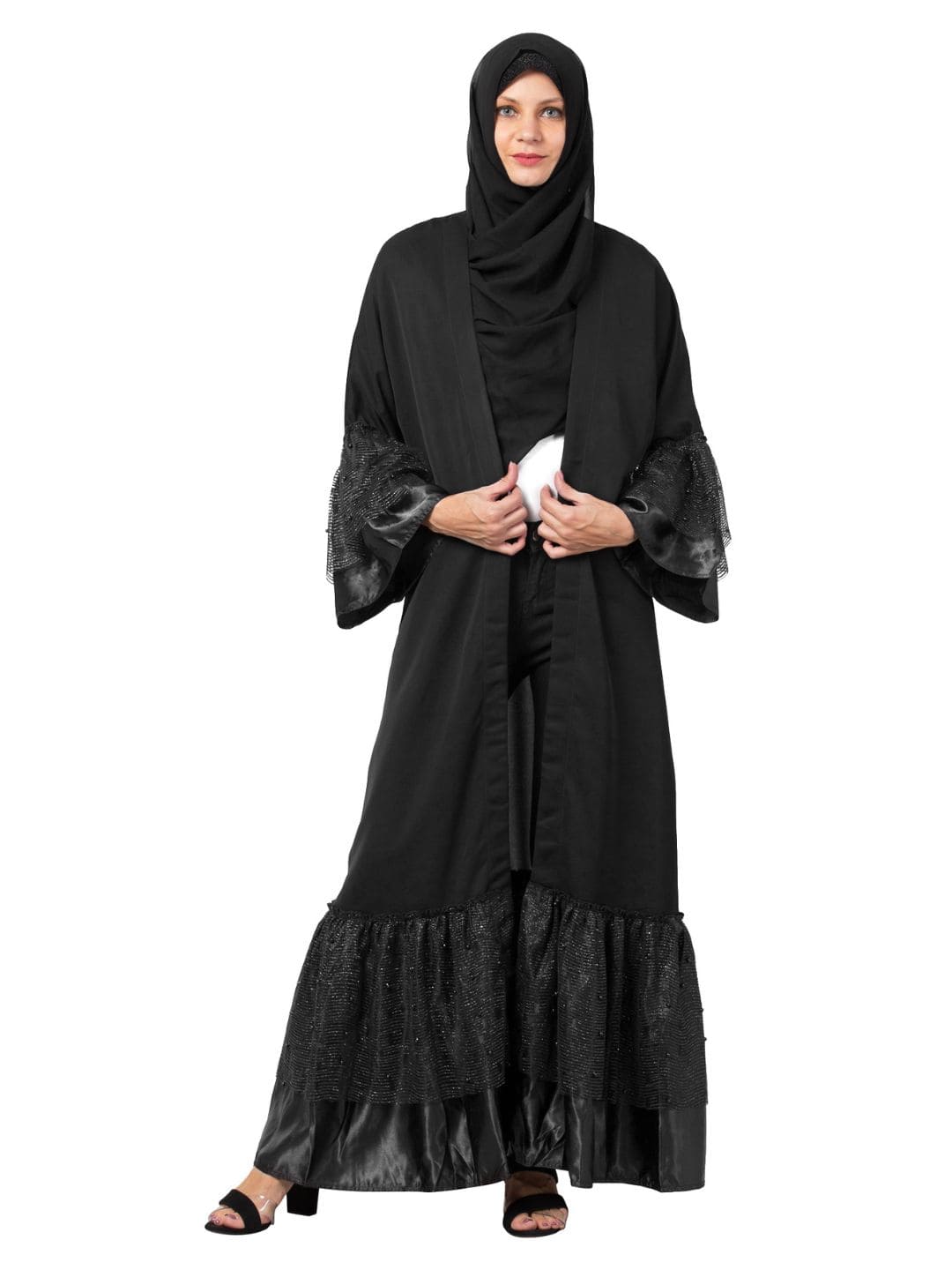 Embellished Posh Flare Abaya Black