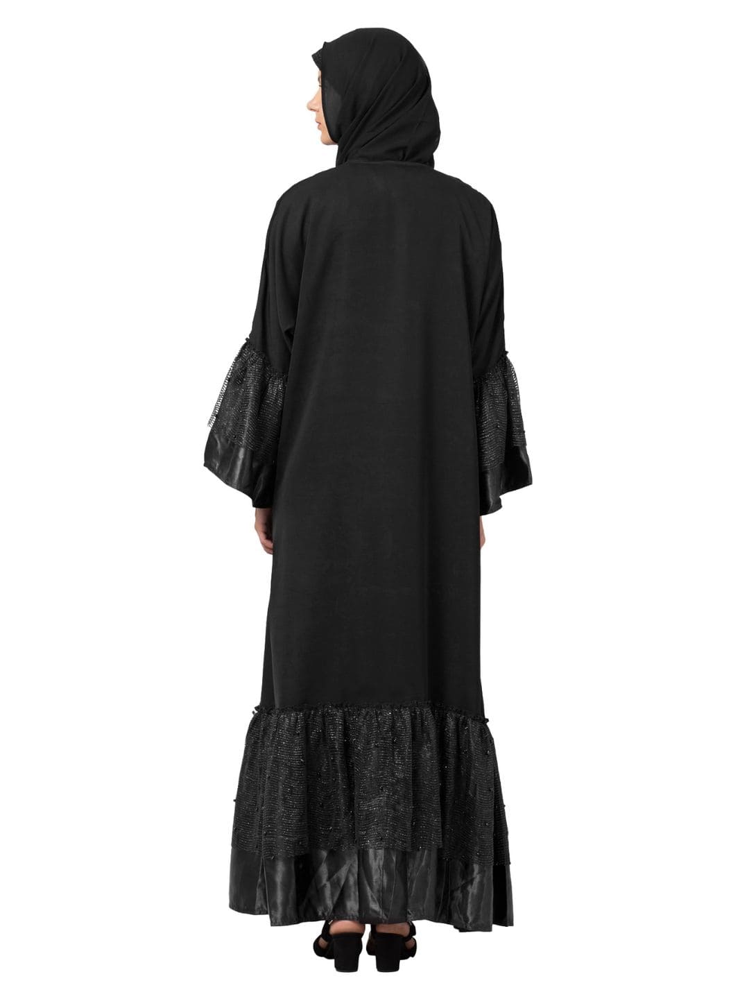 Embellished Posh Flare Abaya Black