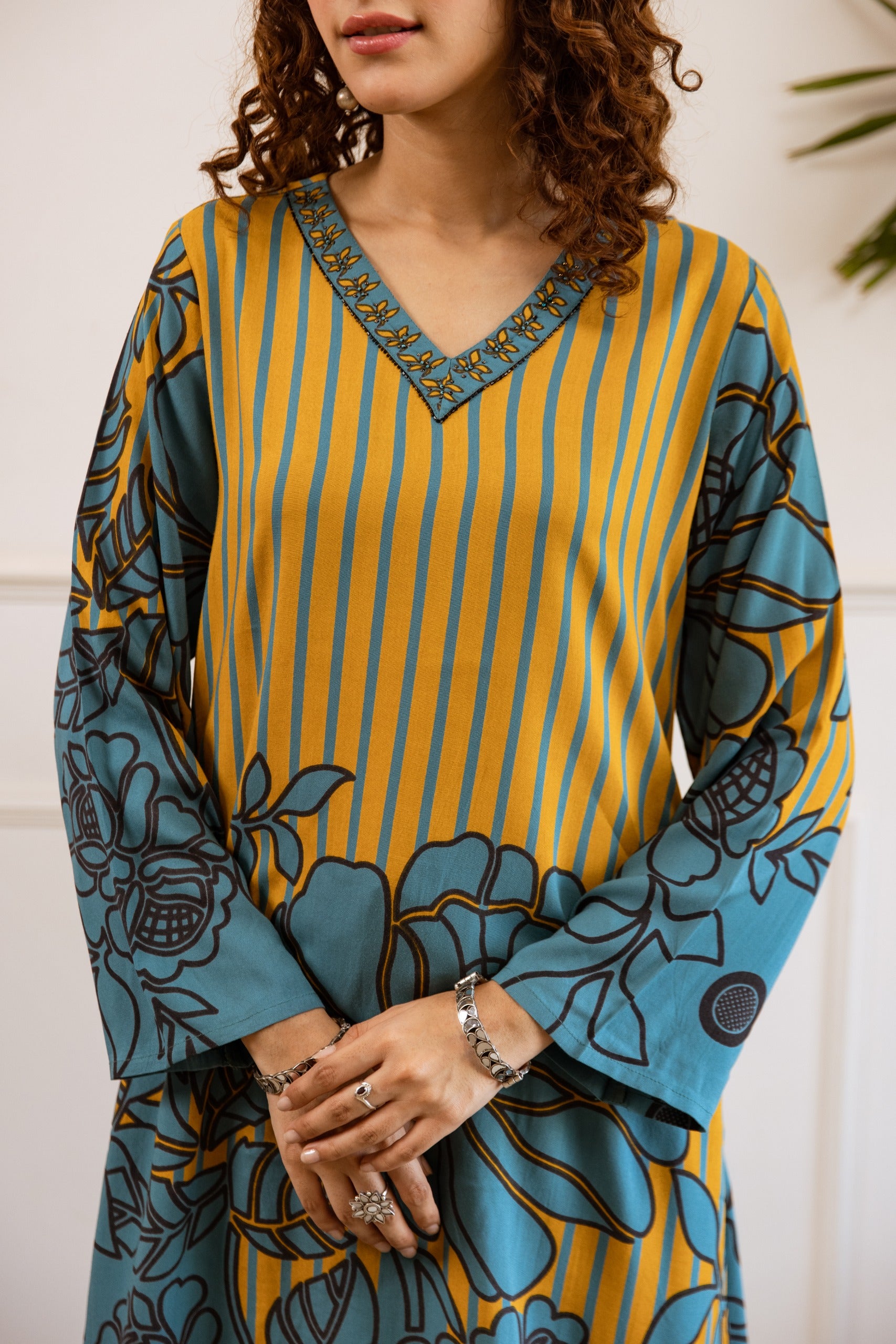 Bakul Flax Printed Cotton Kurta Pant Set