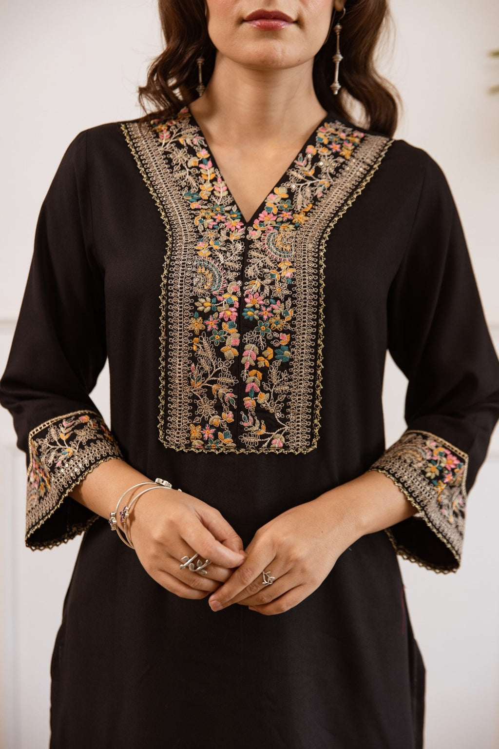 Kabool Ebony embroidery cotton co-ord set-AL