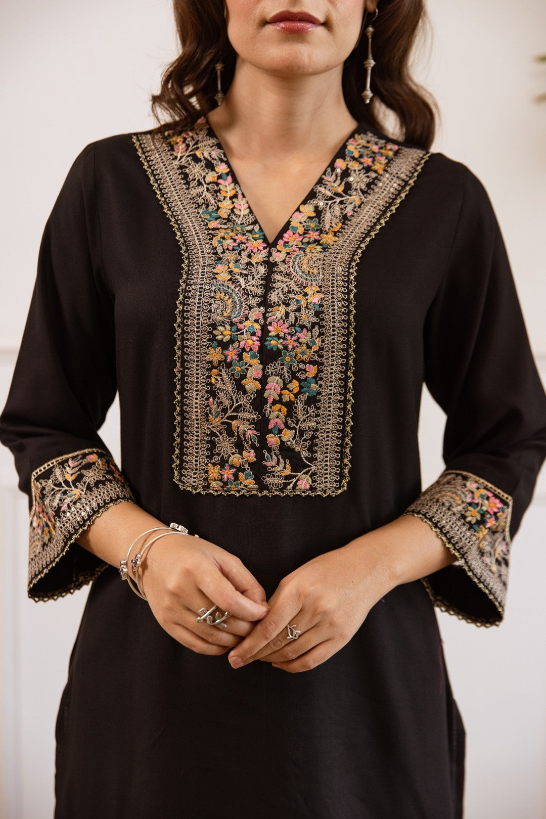 Kabool Ebony embroidery cotton co-ord set-AL