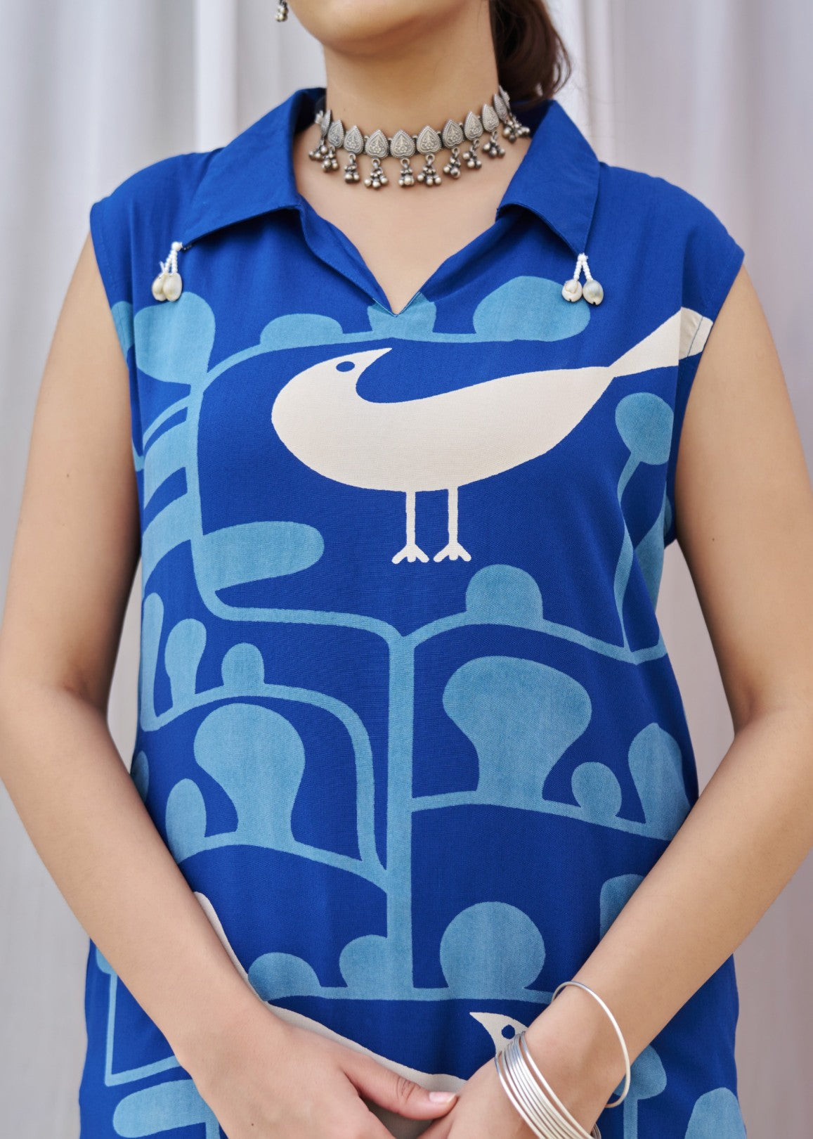 Kabool Yaleblue printed kurta pant set-AL