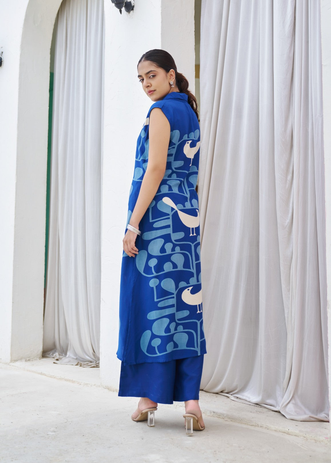 Kabool Yaleblue printed kurta pant set-AL