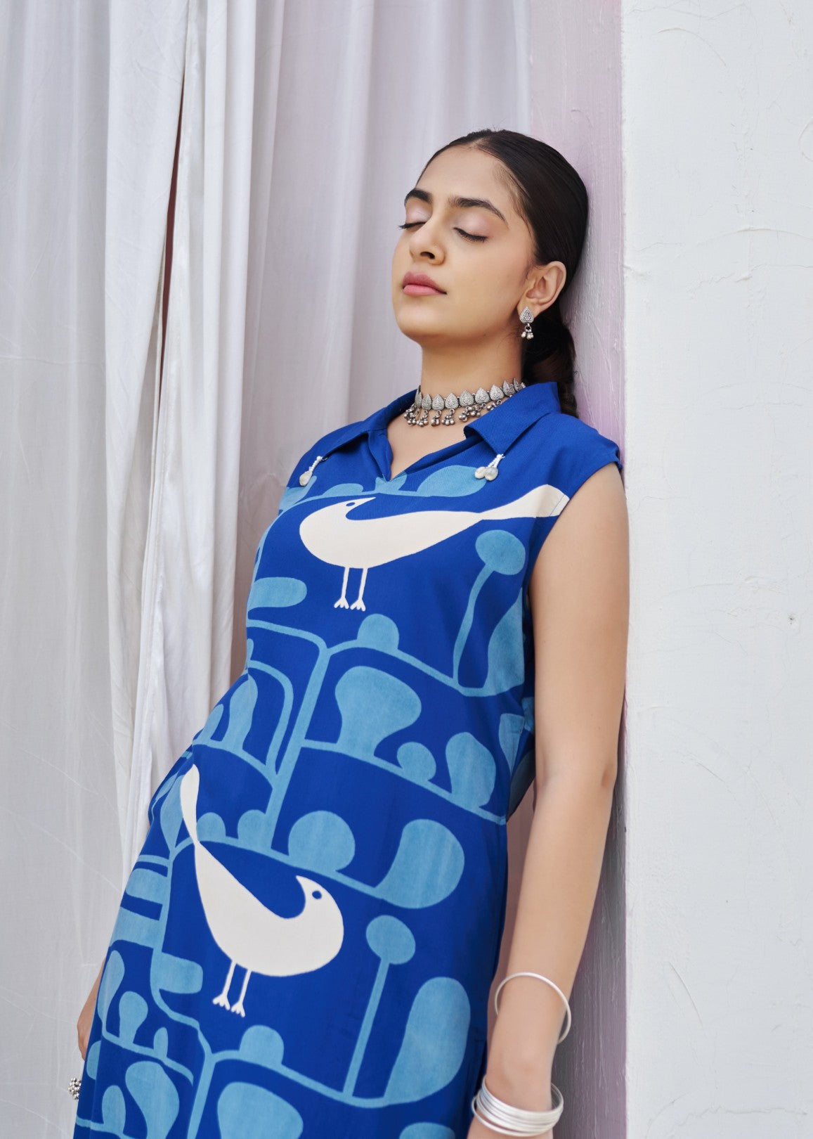 Kabool Yaleblue printed kurta pant set-AL