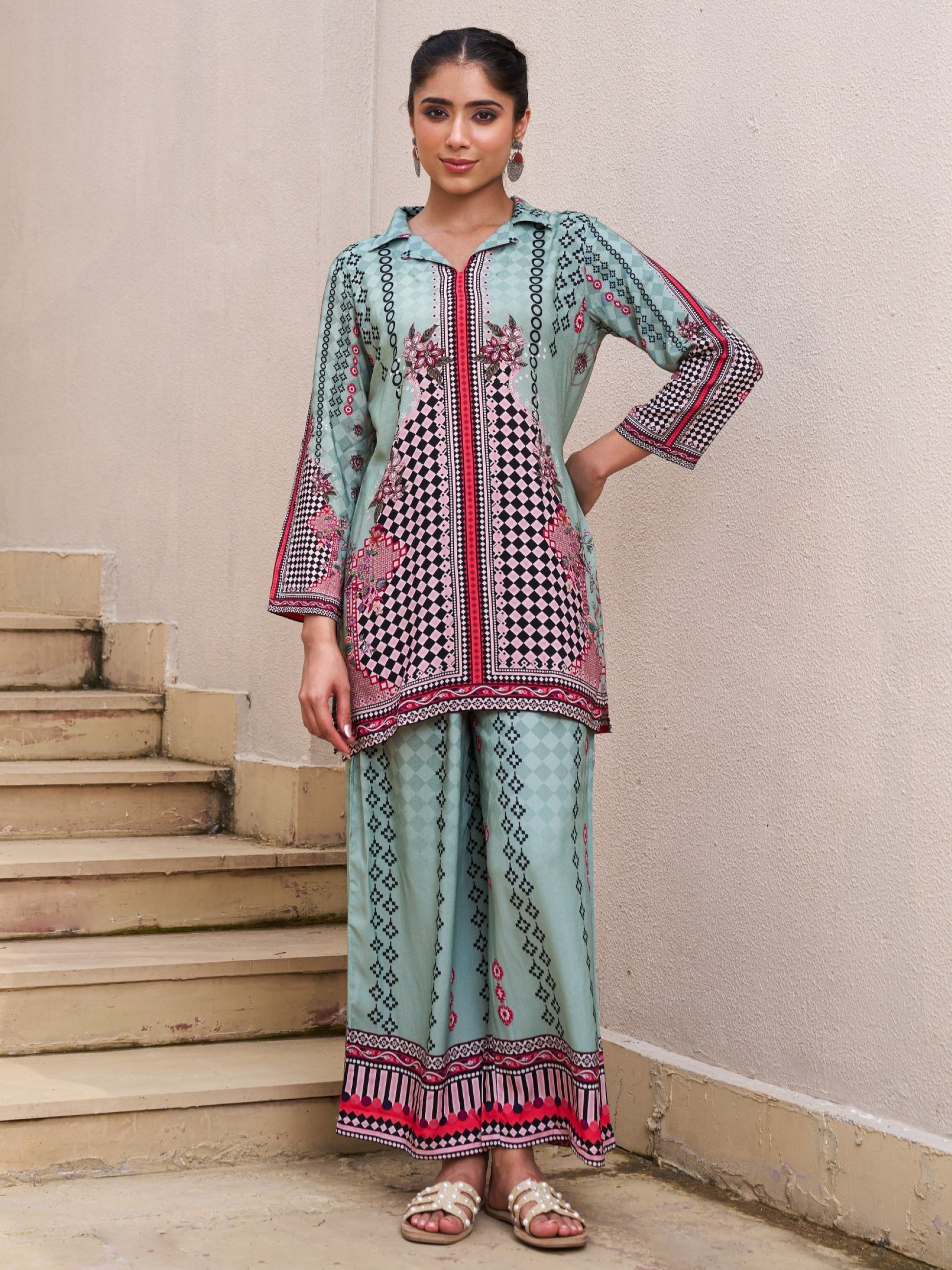 Kabool Shamrock Printed Co-ord Set-AL