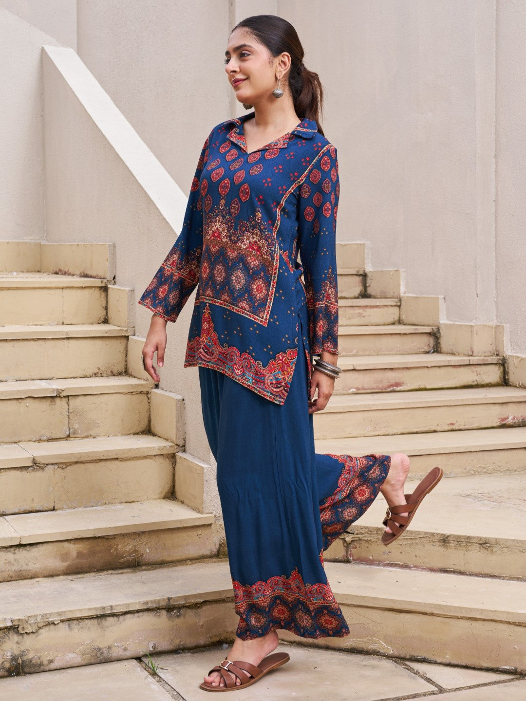 Kabool Nileblue Printed Co-ord set-AL
