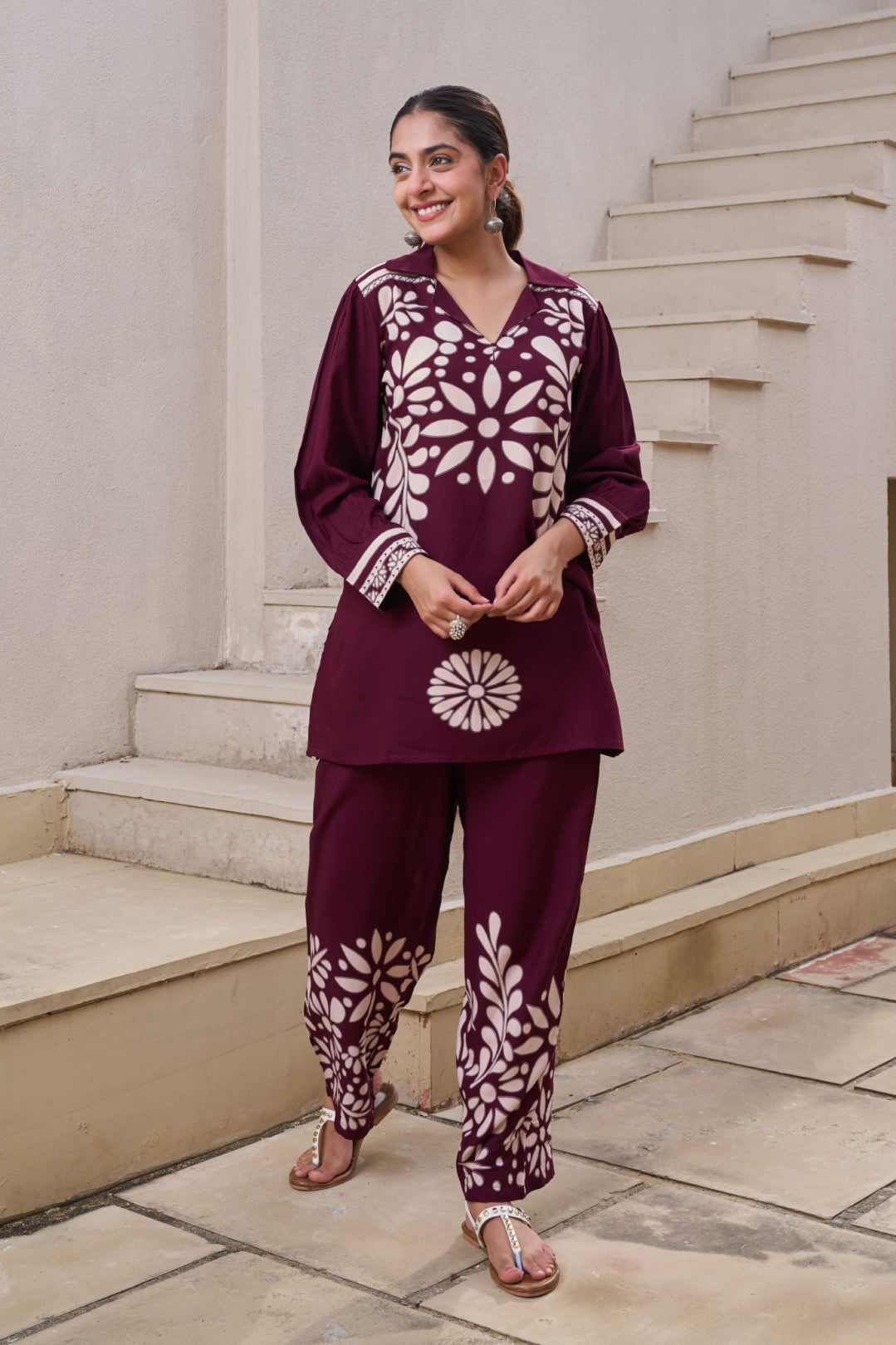 Kabool Cocoa printed Co-ord set-AL