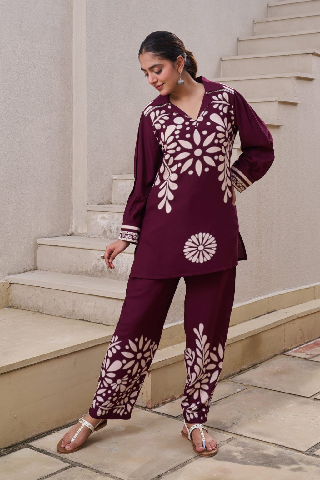 Kabool Cocoa printed Co-ord set-AL