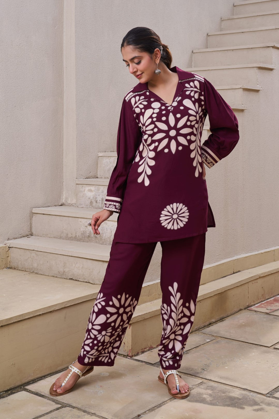 Kabool Cocoa printed Co-ord set-AL