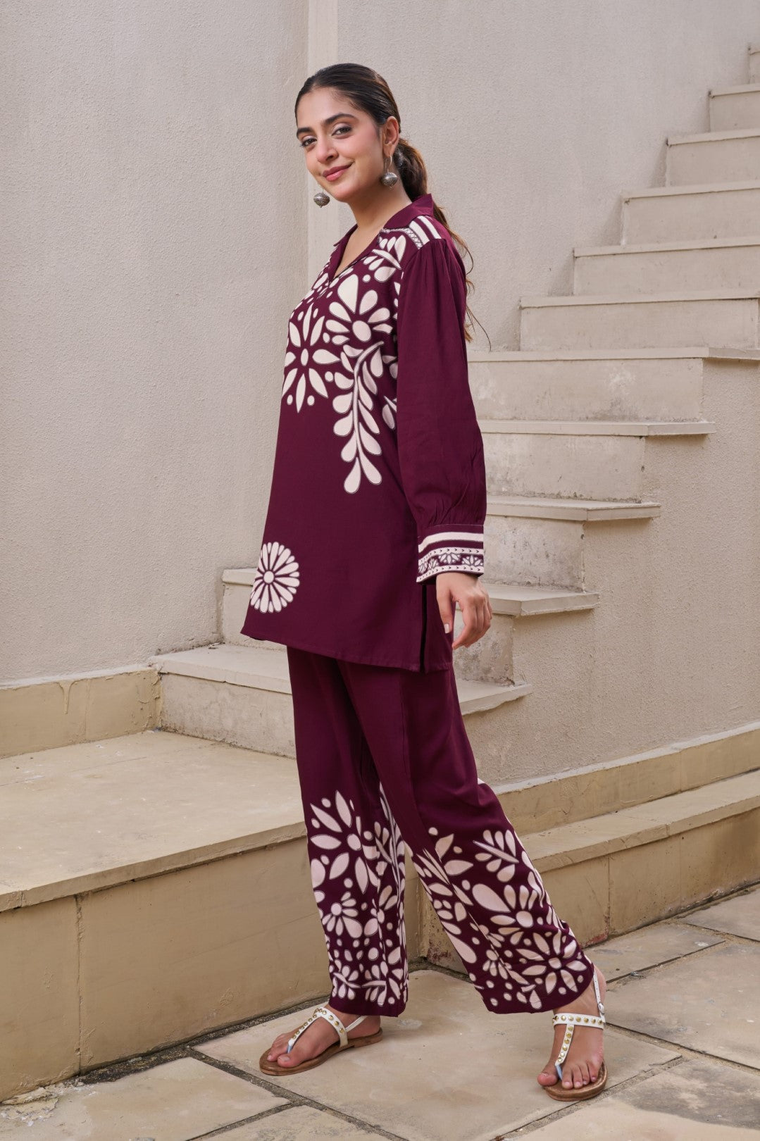 Kabool Cocoa printed Co-ord set-AL