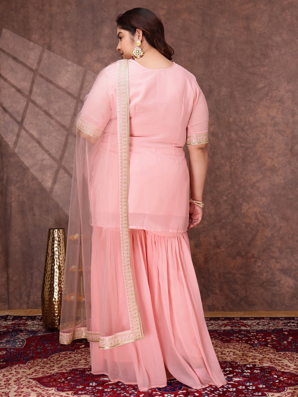 Women Ethnic Motifs Embroidered Regular Kurta & Sharara With Dupatta - ID