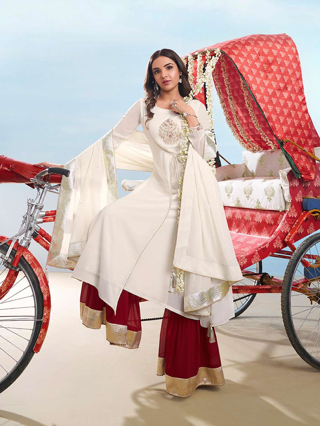 Women Ethnic Motifs Embroidered Kurta with Palazzo & Dupatta