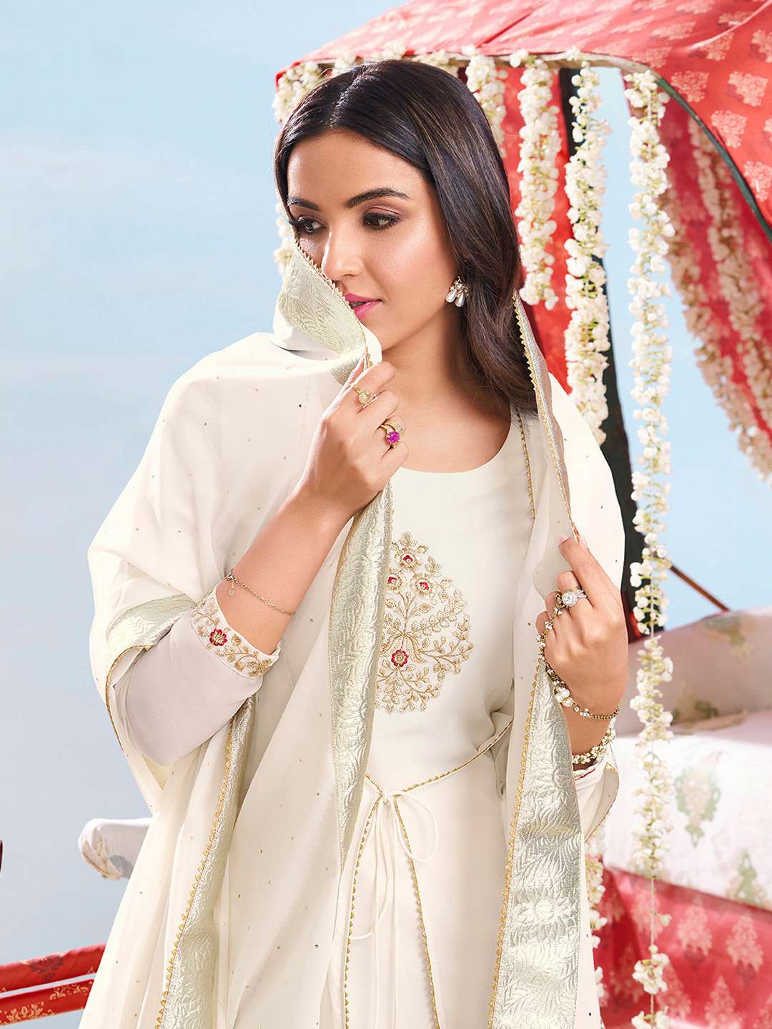 Women Ethnic Motifs Embroidered Kurta with Palazzo & Dupatta