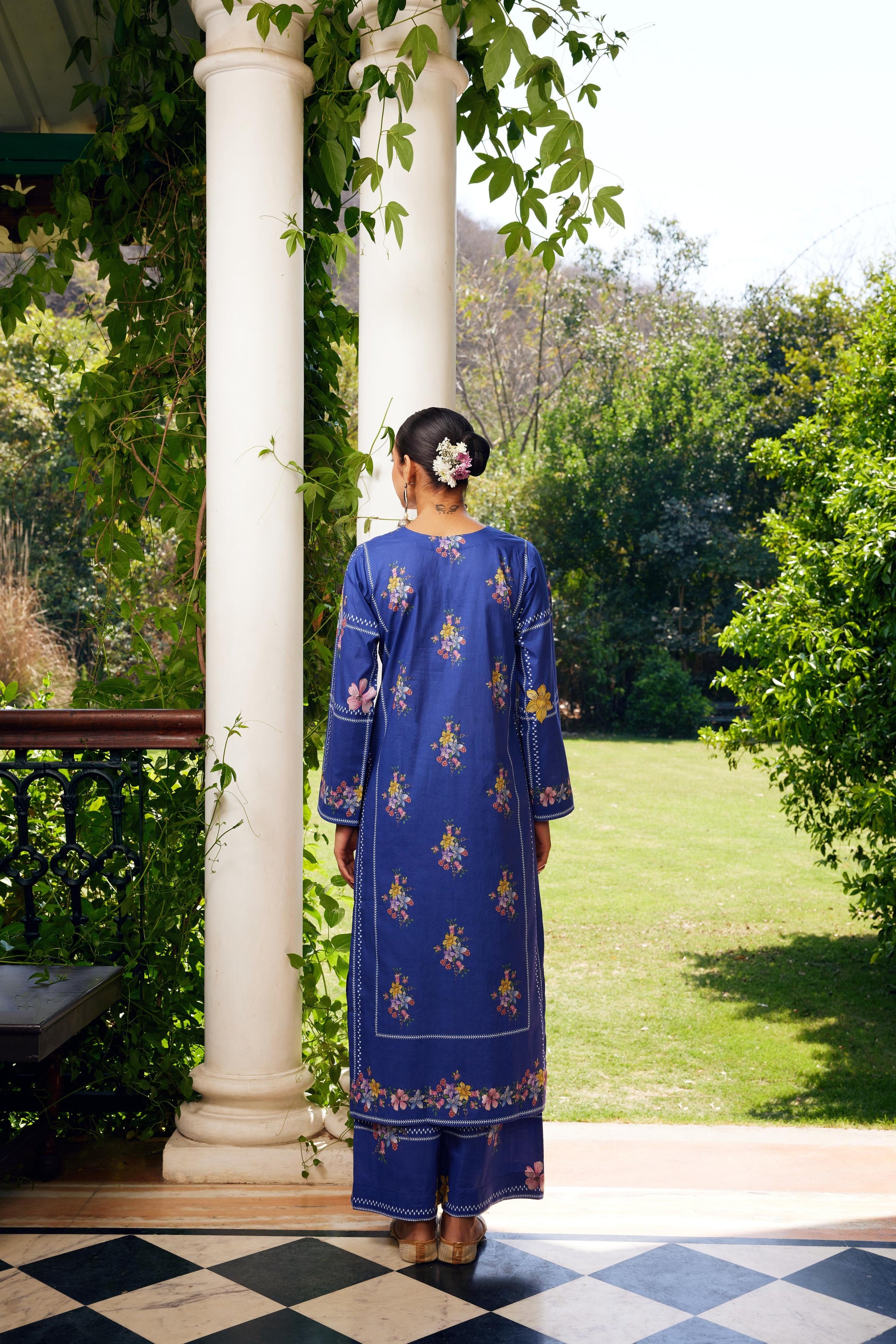 Gulzaar Blue Checked Kurta Set of 3