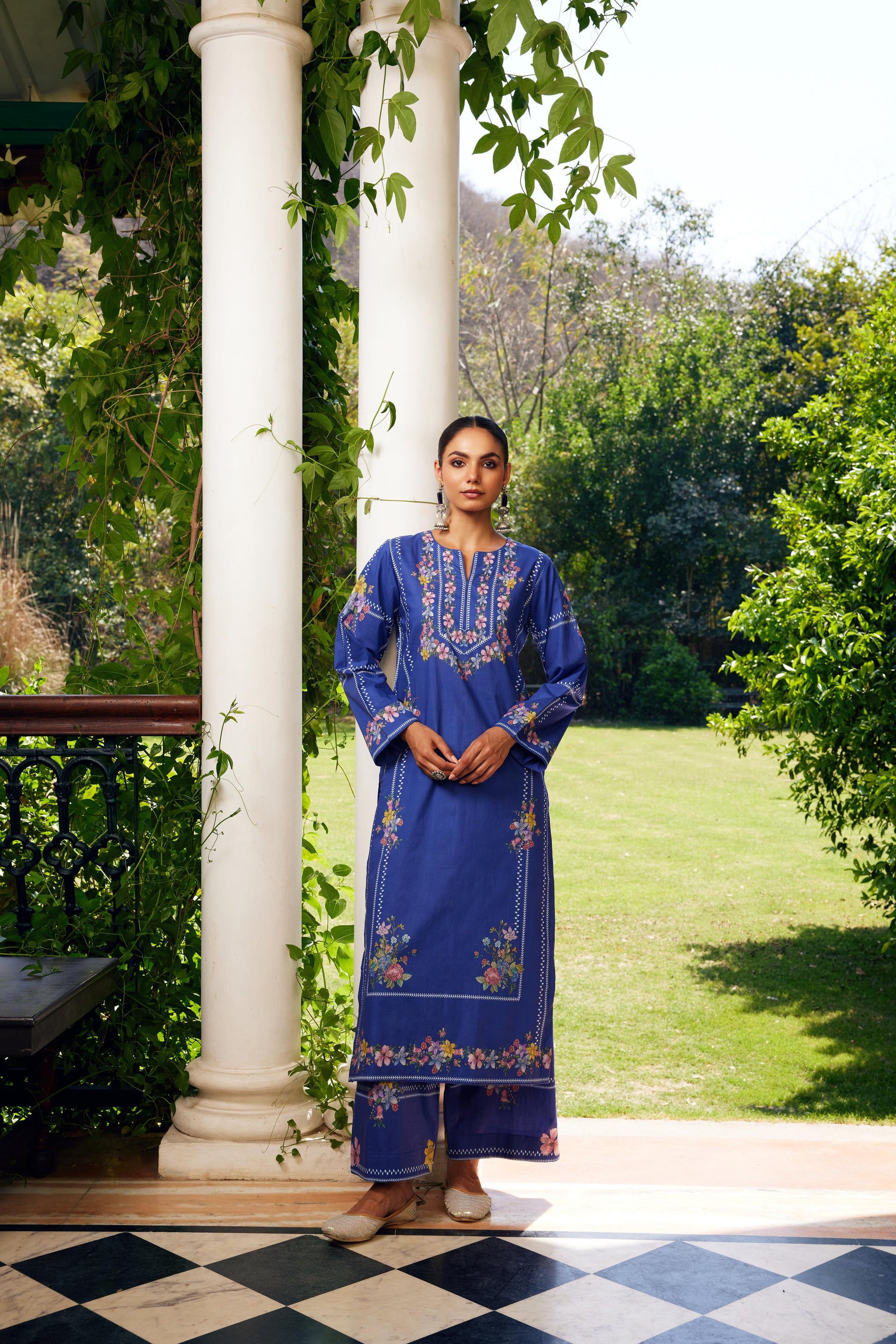 Gulzaar Blue Checked Kurta Set of 3