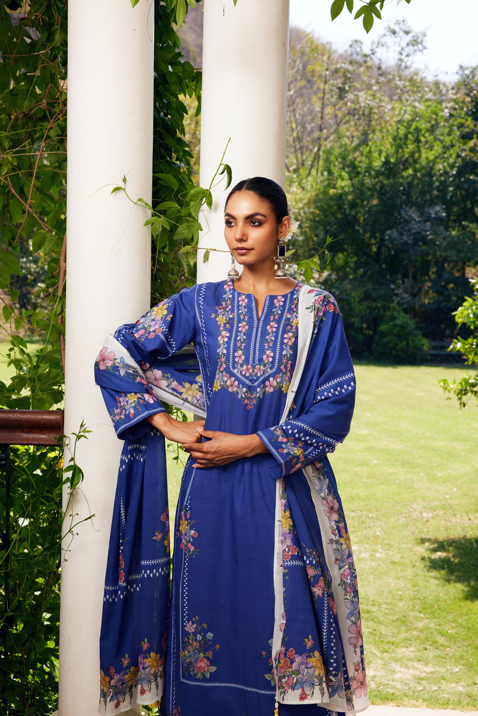 Gulzaar Blue Checked Kurta Set of 3