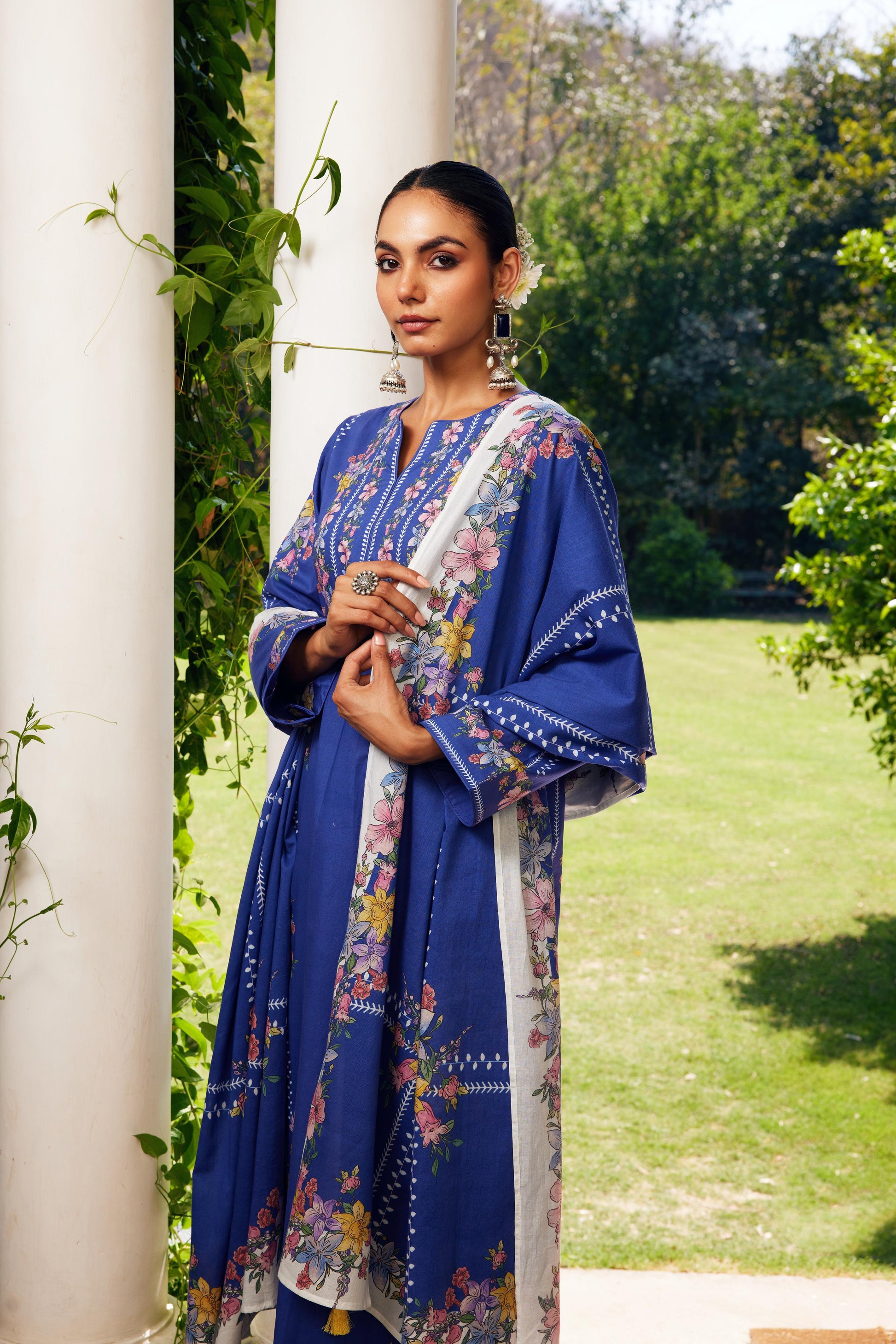 Gulzaar Blue Checked Kurta Set of 3
