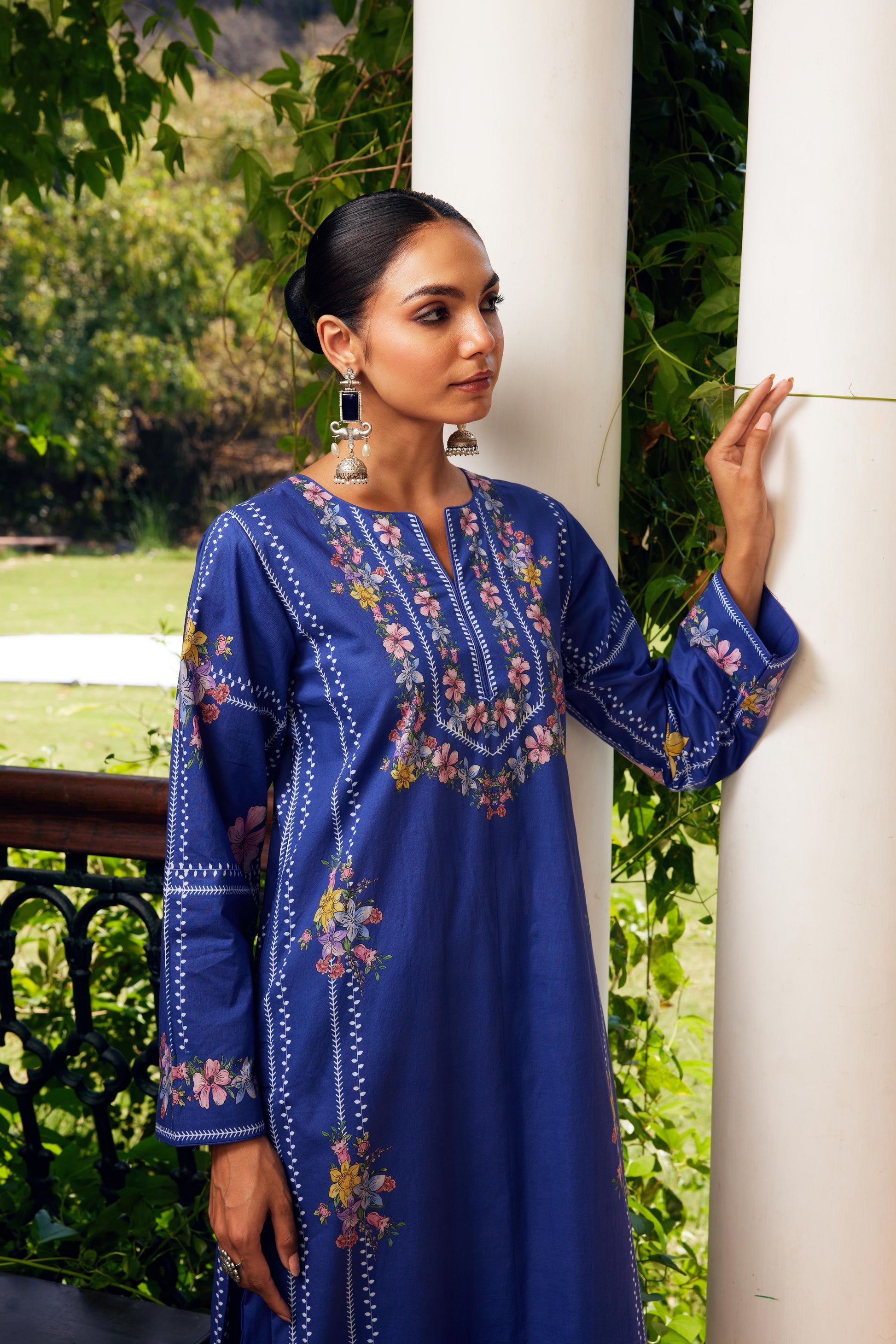 Gulzaar Blue Checked Kurta Set of 3