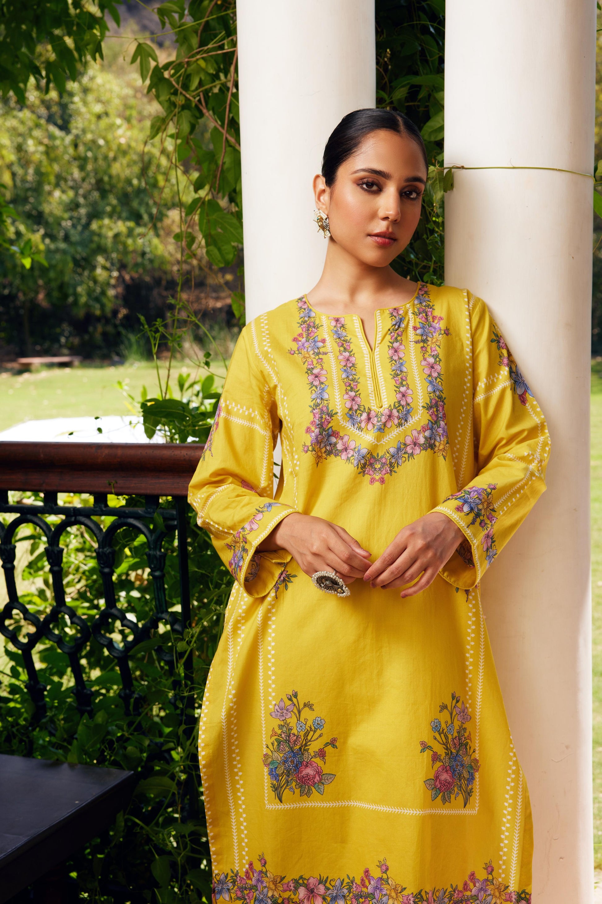 Gulzaar Short Yellow Checked Kurta Set of 3