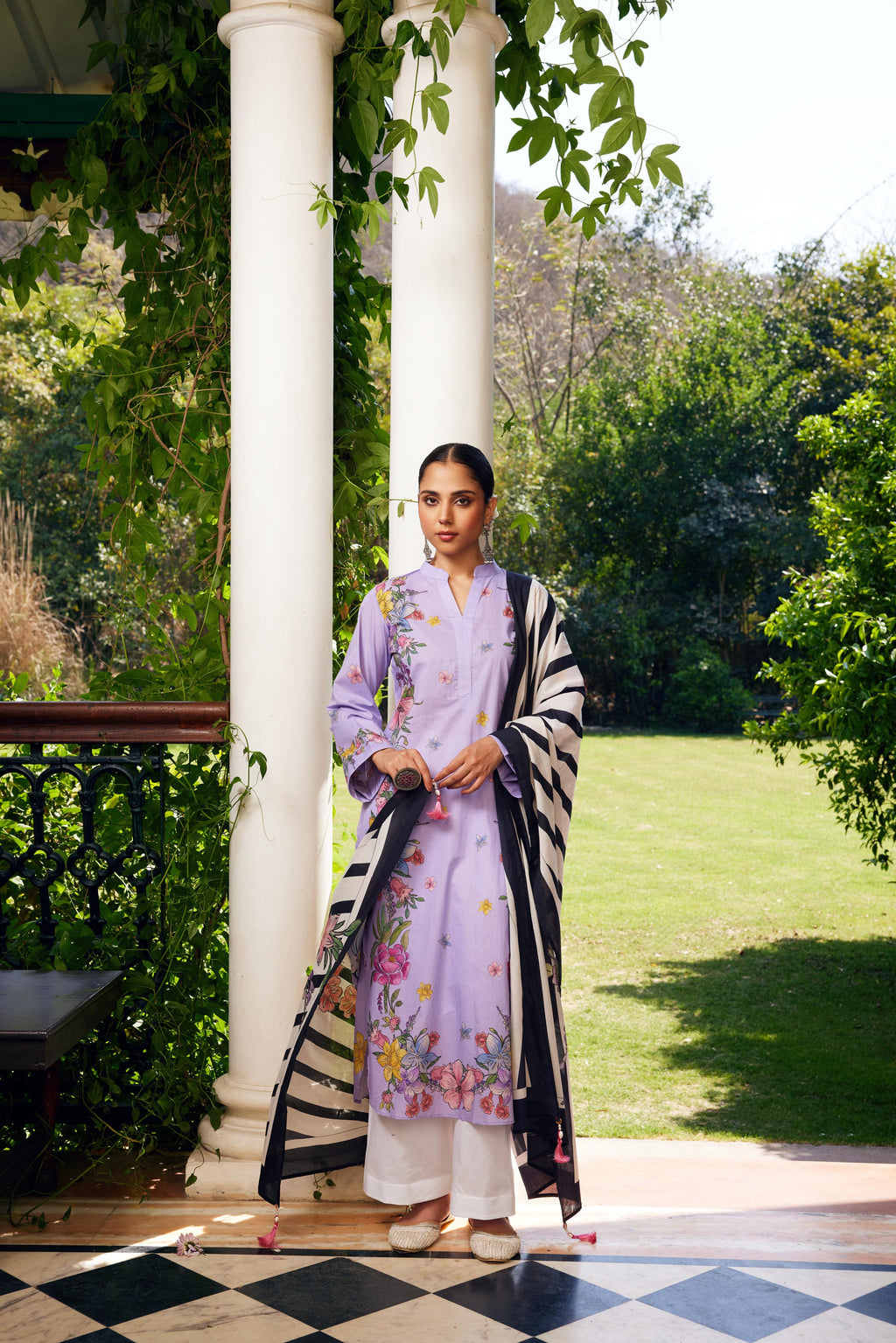 Gulzaar Lavender Floral Kurta Set of 3