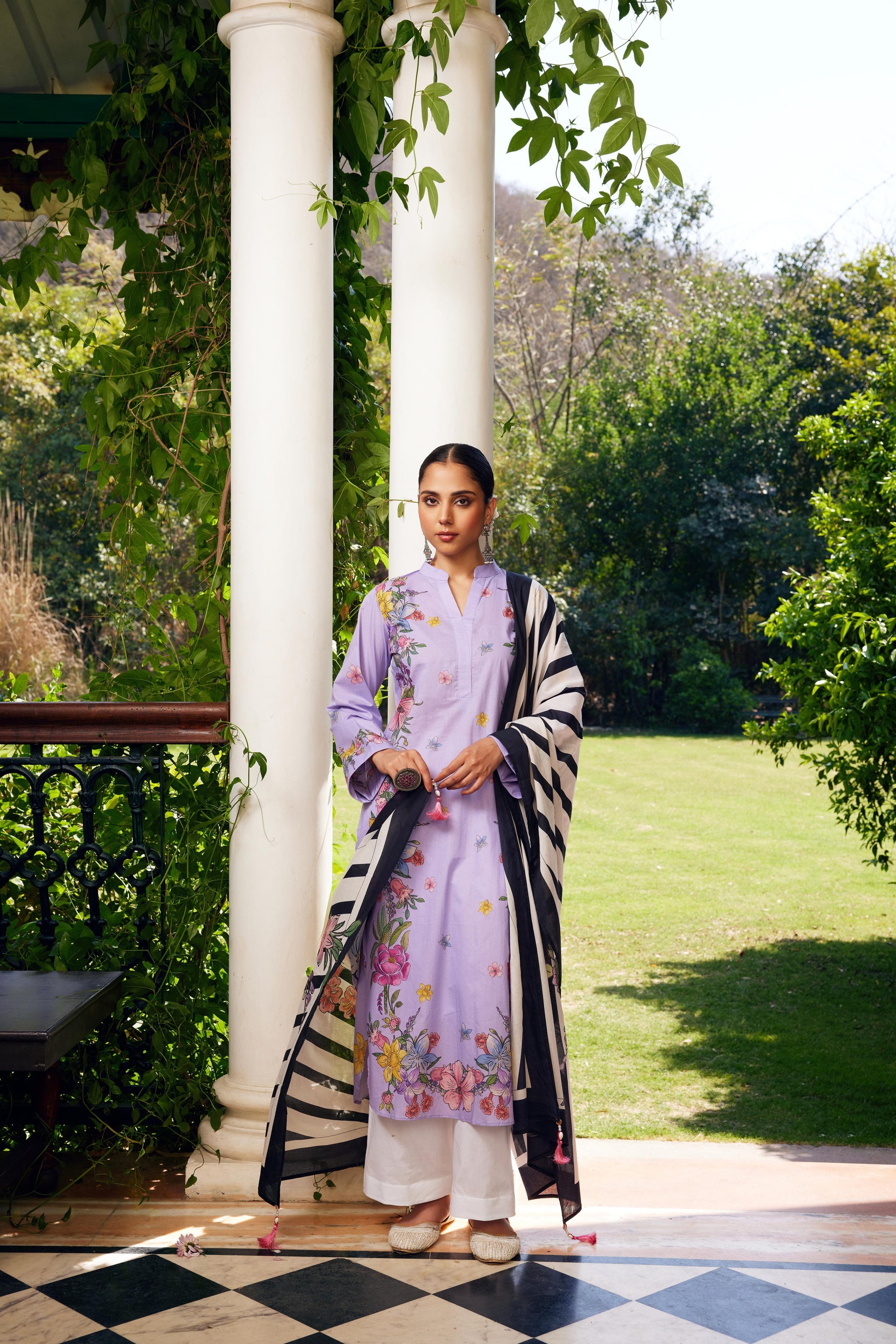 Gulzaar Lavender Floral Kurta Set of 3