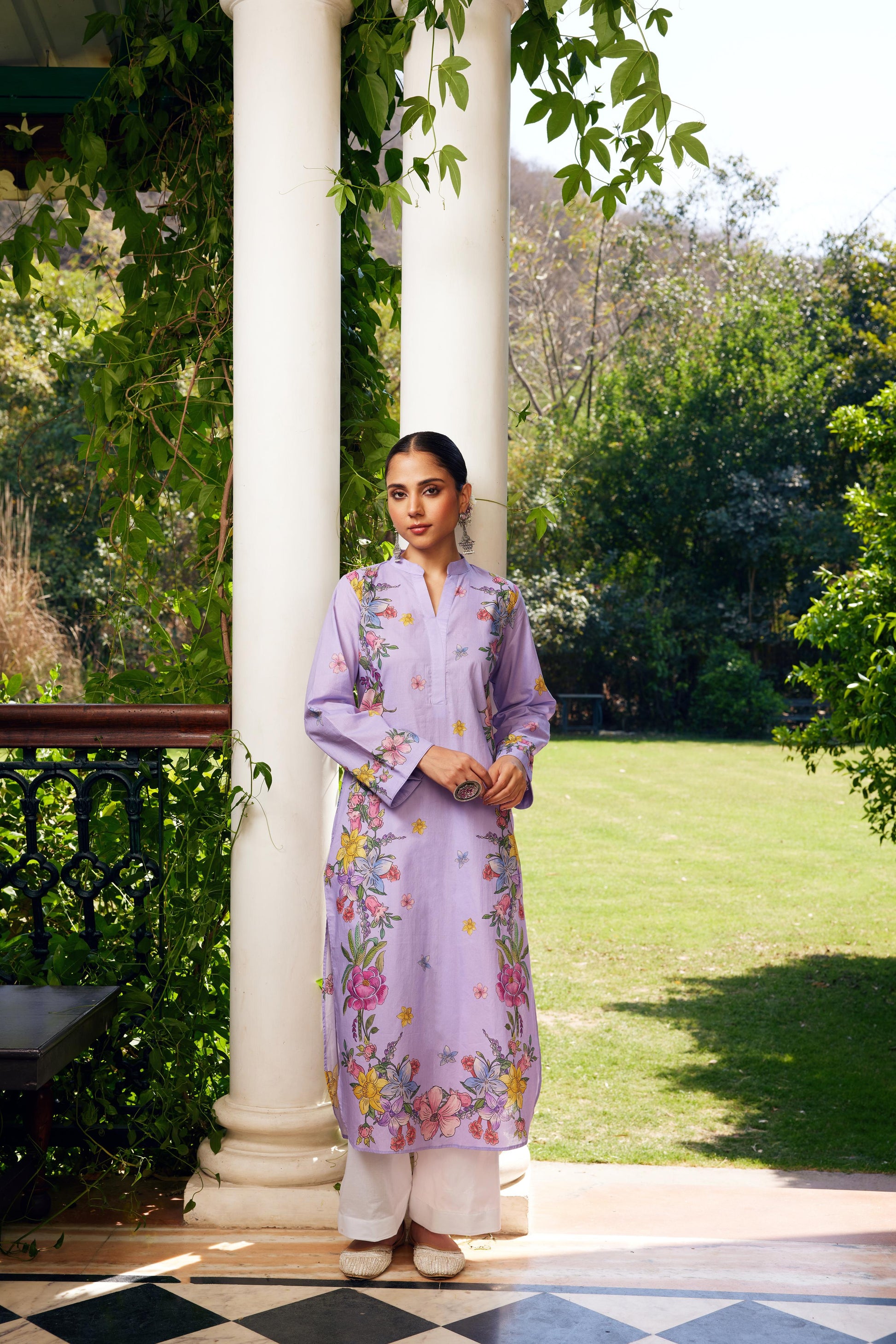 Gulzaar Lavender Floral Kurta Set of 3