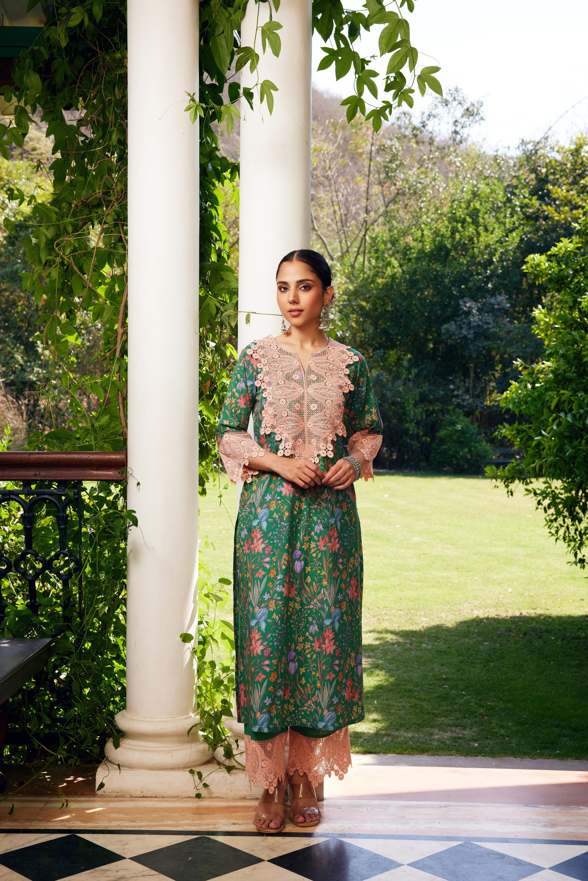 Gulzaar Green Printed Kurta Set of 3