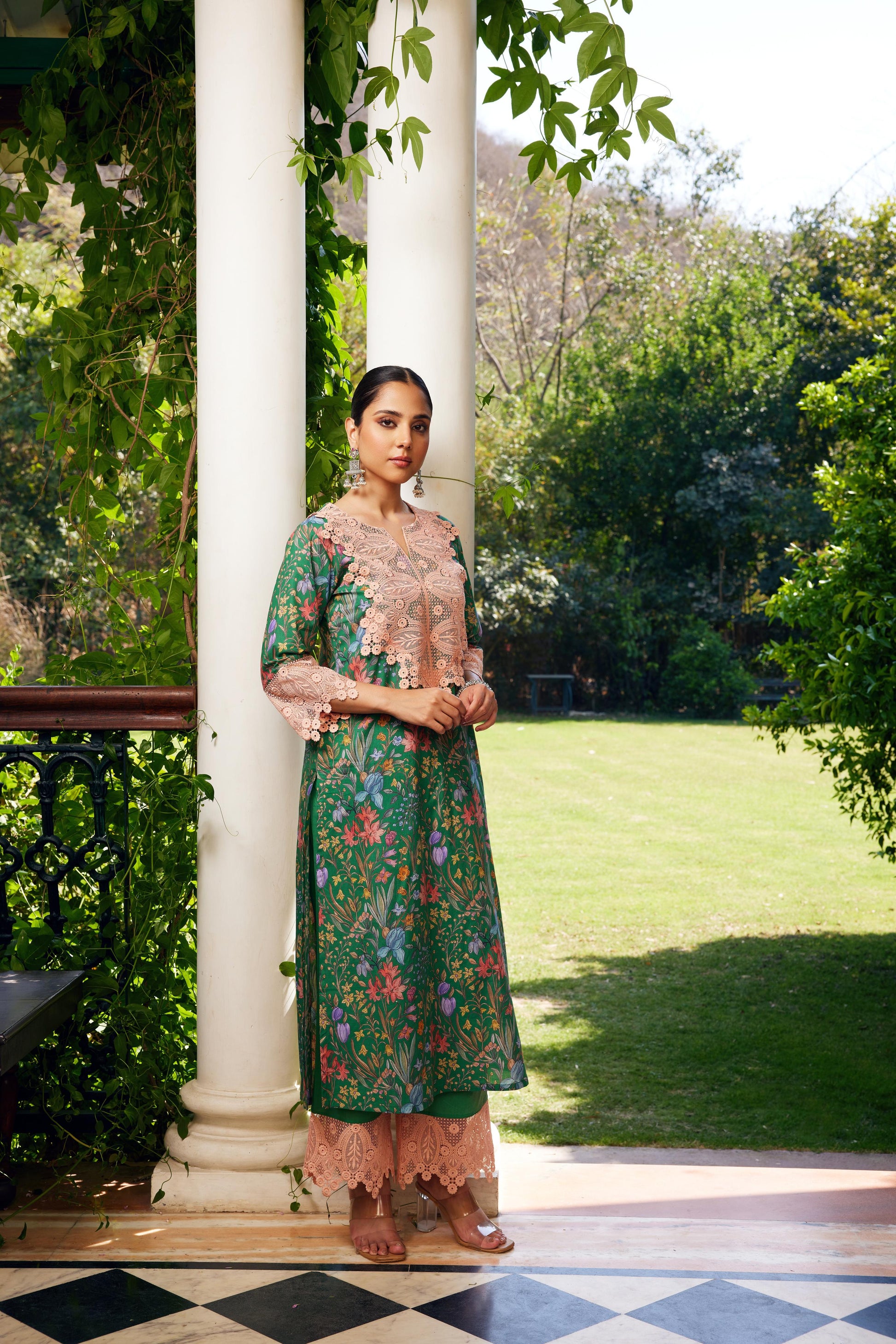 Gulzaar Green Printed Kurta Set of 3