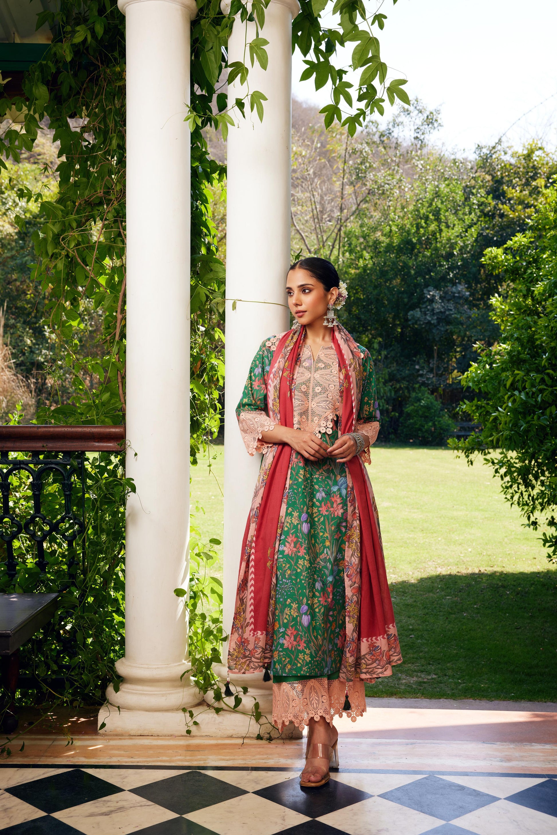 Gulzaar Green Printed Kurta Set of 3