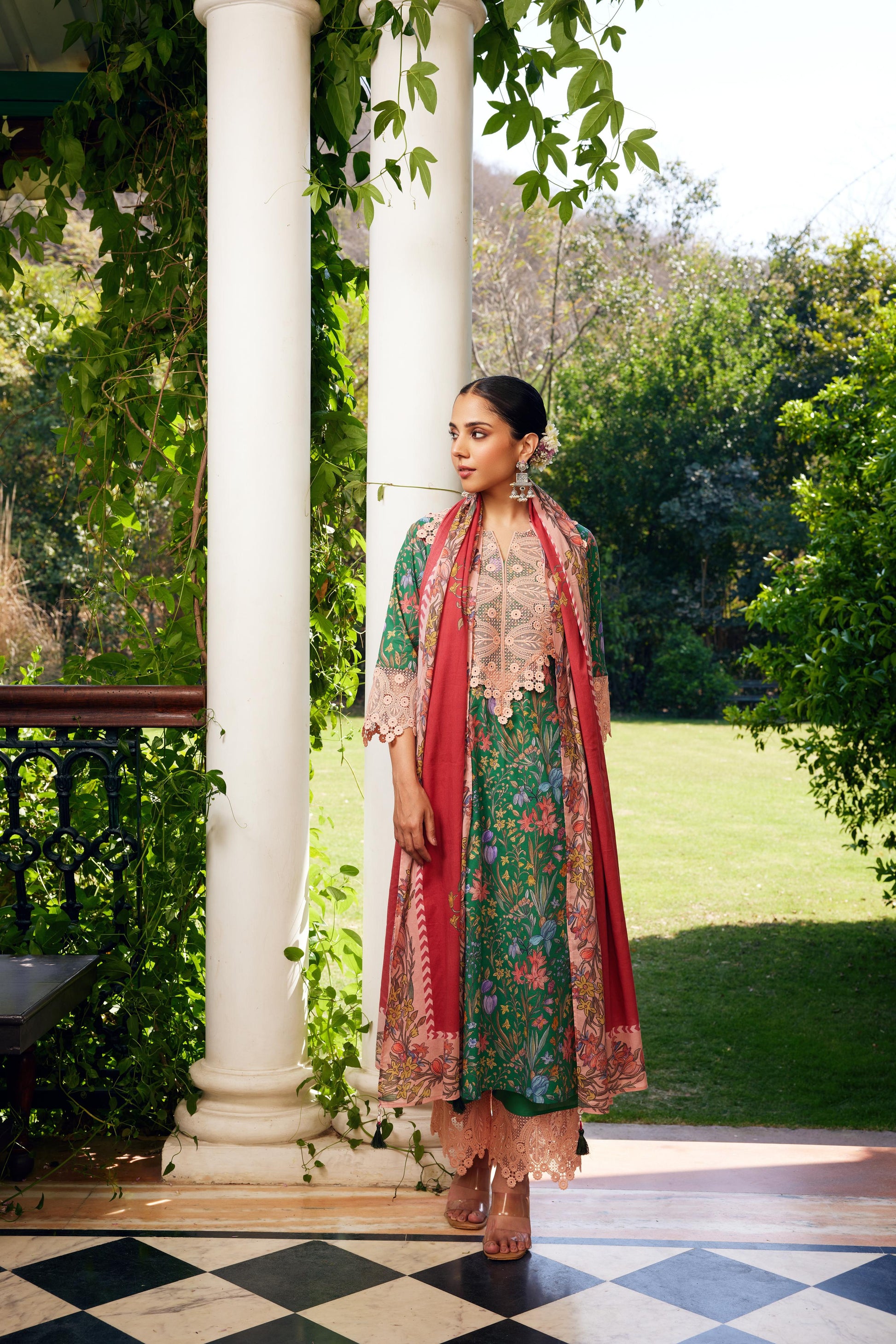 Gulzaar Green Printed Kurta Set of 3