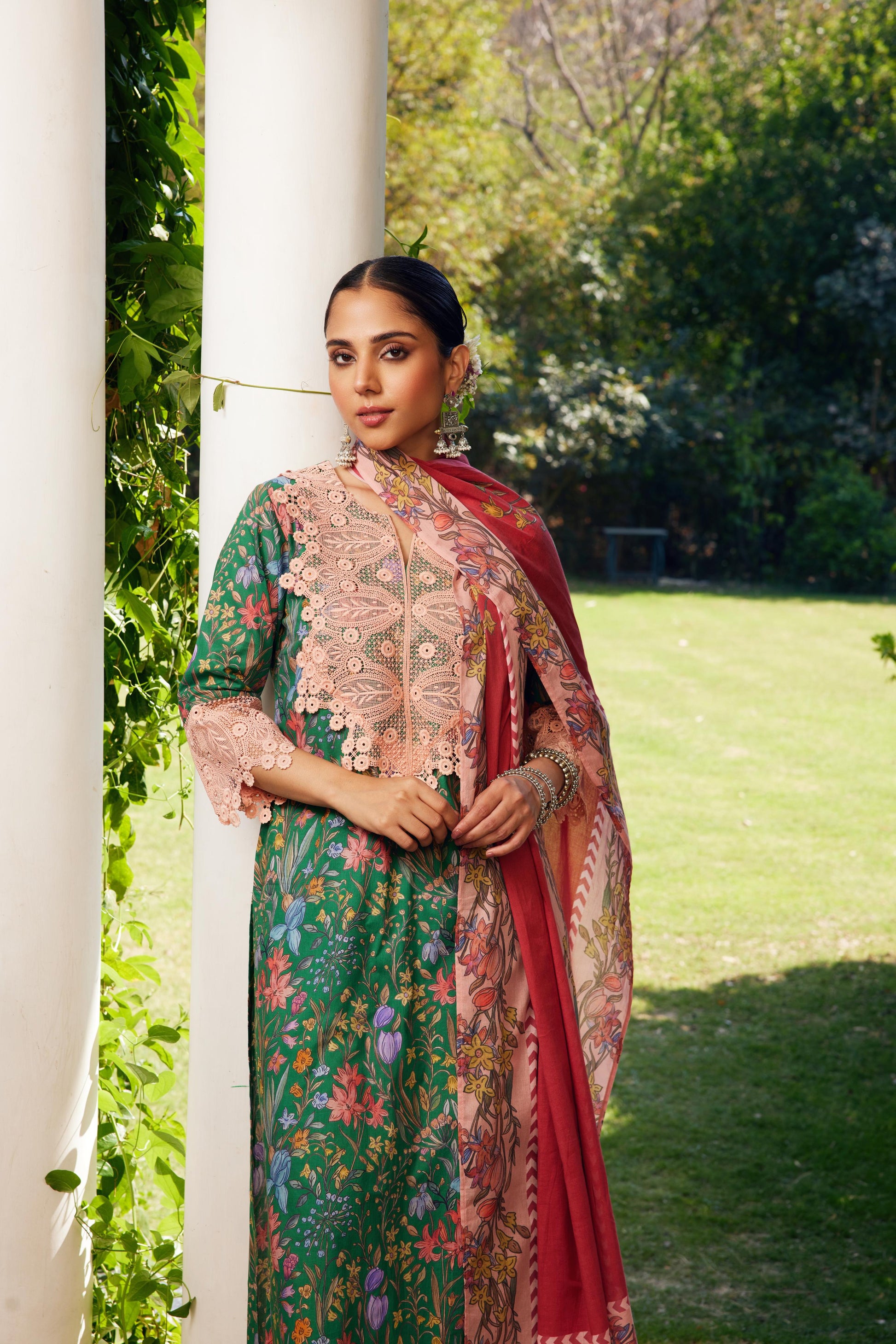 Gulzaar Green Printed Kurta Set of 3