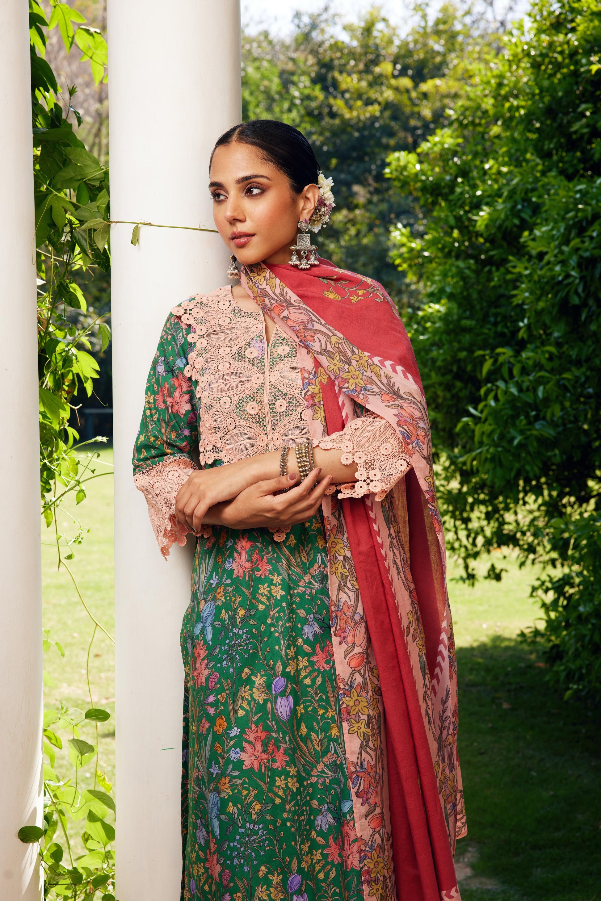 Gulzaar Green Printed Kurta Set of 3