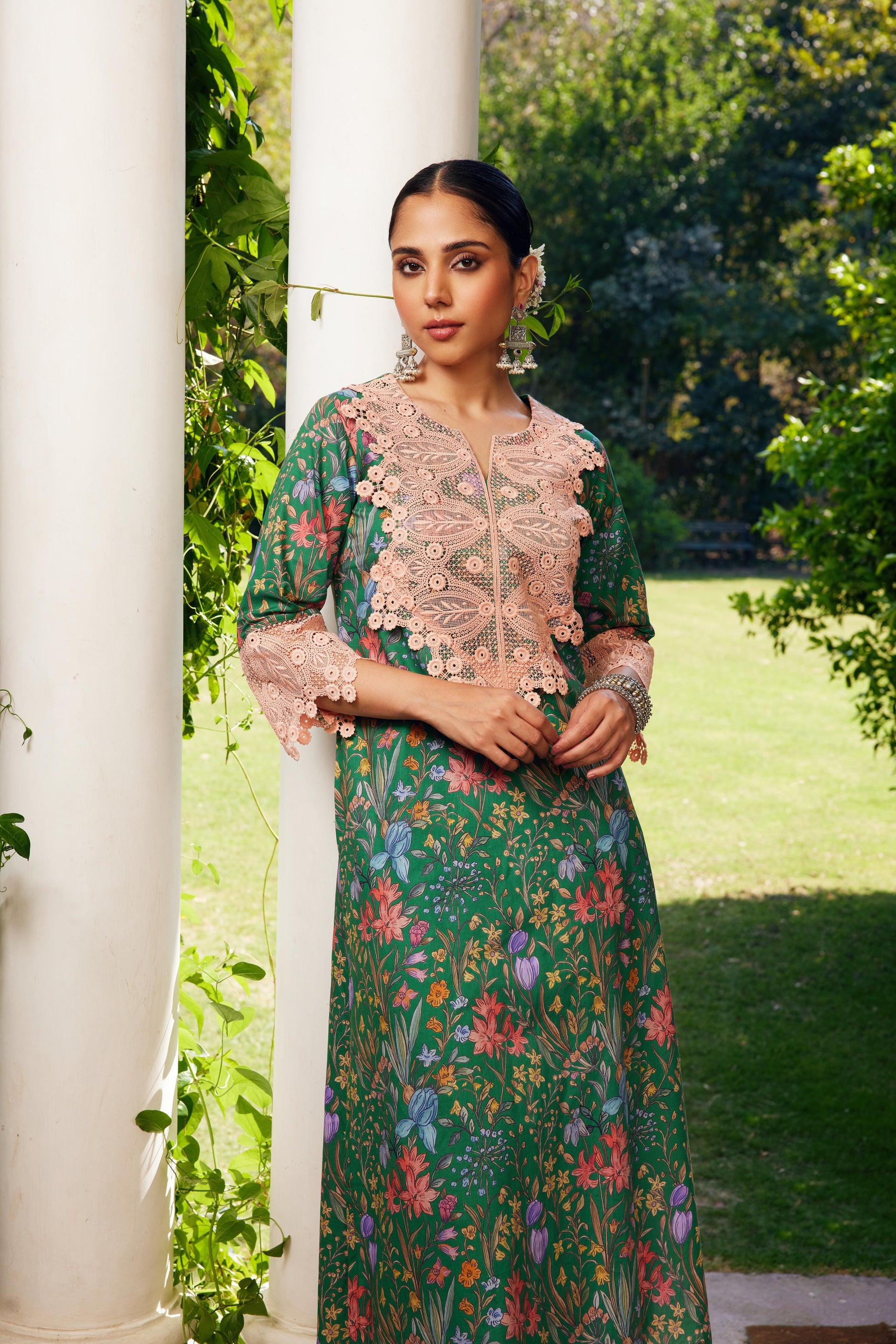 Gulzaar Green Printed Kurta Set of 3